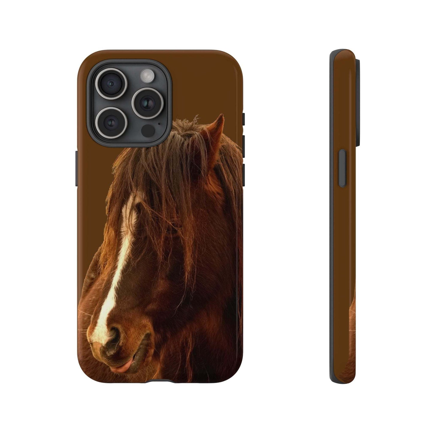 Horse-themed protective phone case with durable materials and shock absorption.