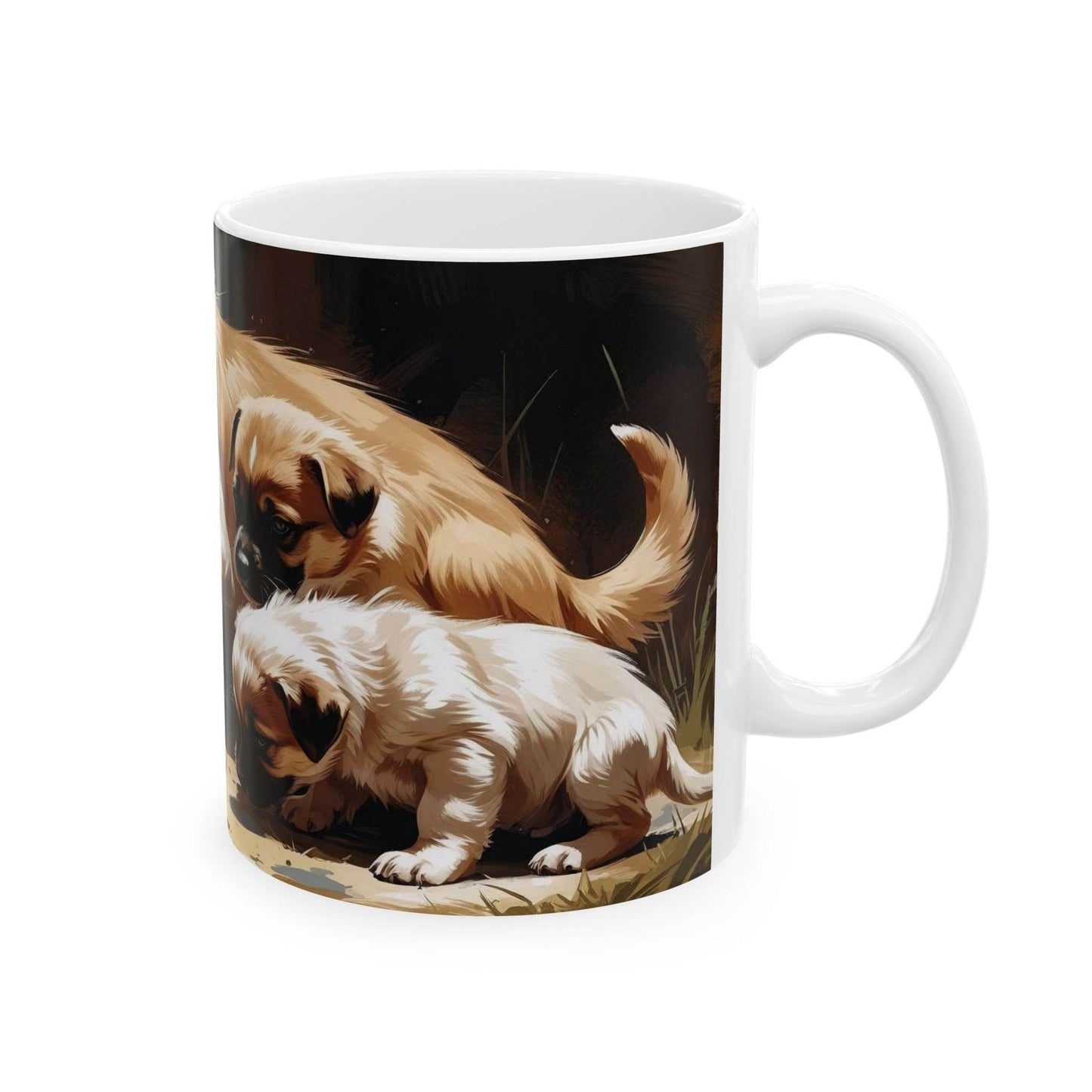 Mug, Dog with 5 cute puppies - A Pretty Print