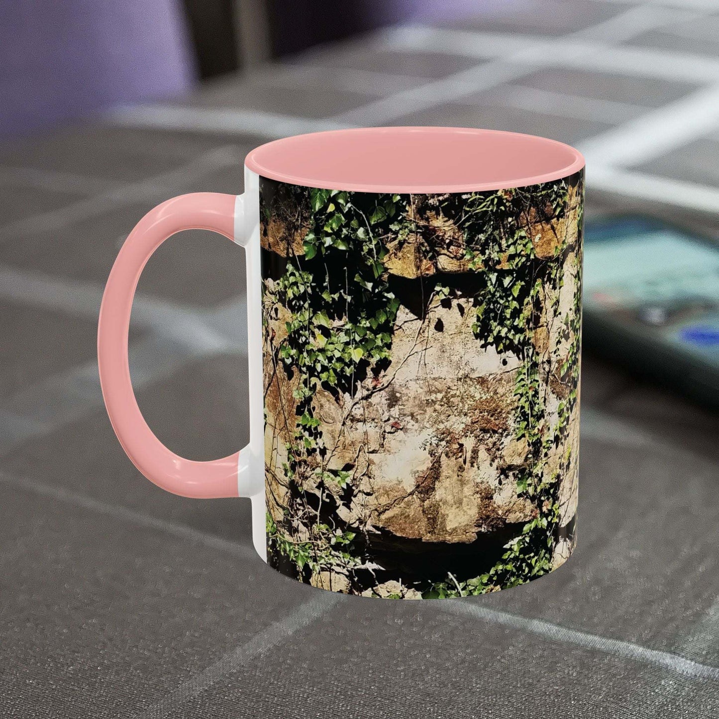 Overgrown rocks adventure mug with a nature-inspired design, perfect for outdoor enthusiasts.