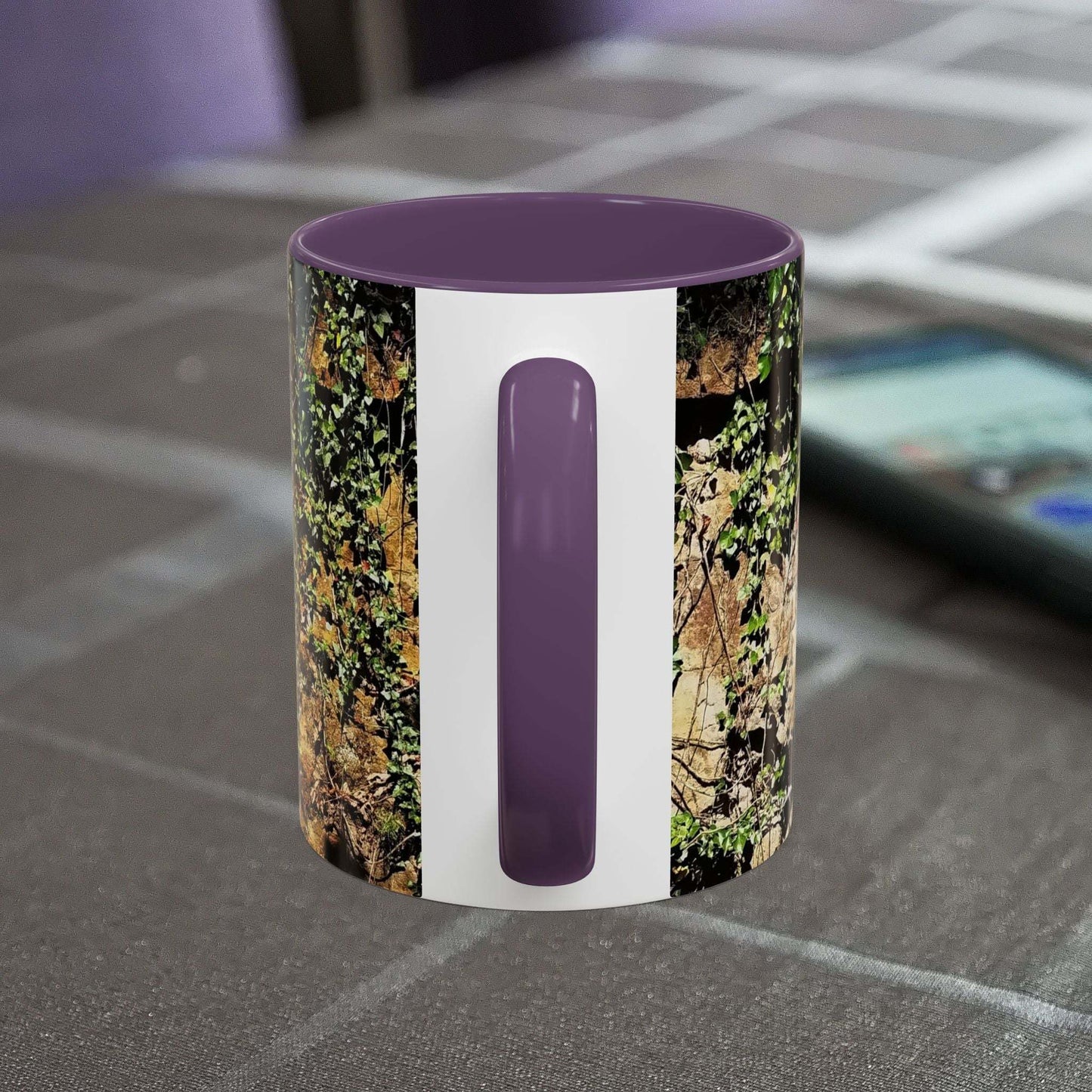 Overgrown Rocks Adventure Coffee Mug with outdoorsy design.