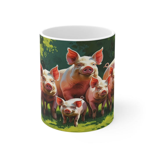 Coffee Cups - Cute Pigs Design - A Pretty Print