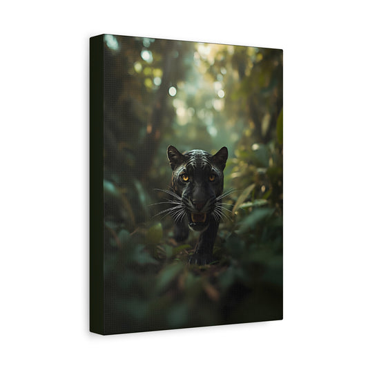 Black Panther Canvas Wall Art — Majestic Jungle Cat Stretched Matte Canvas