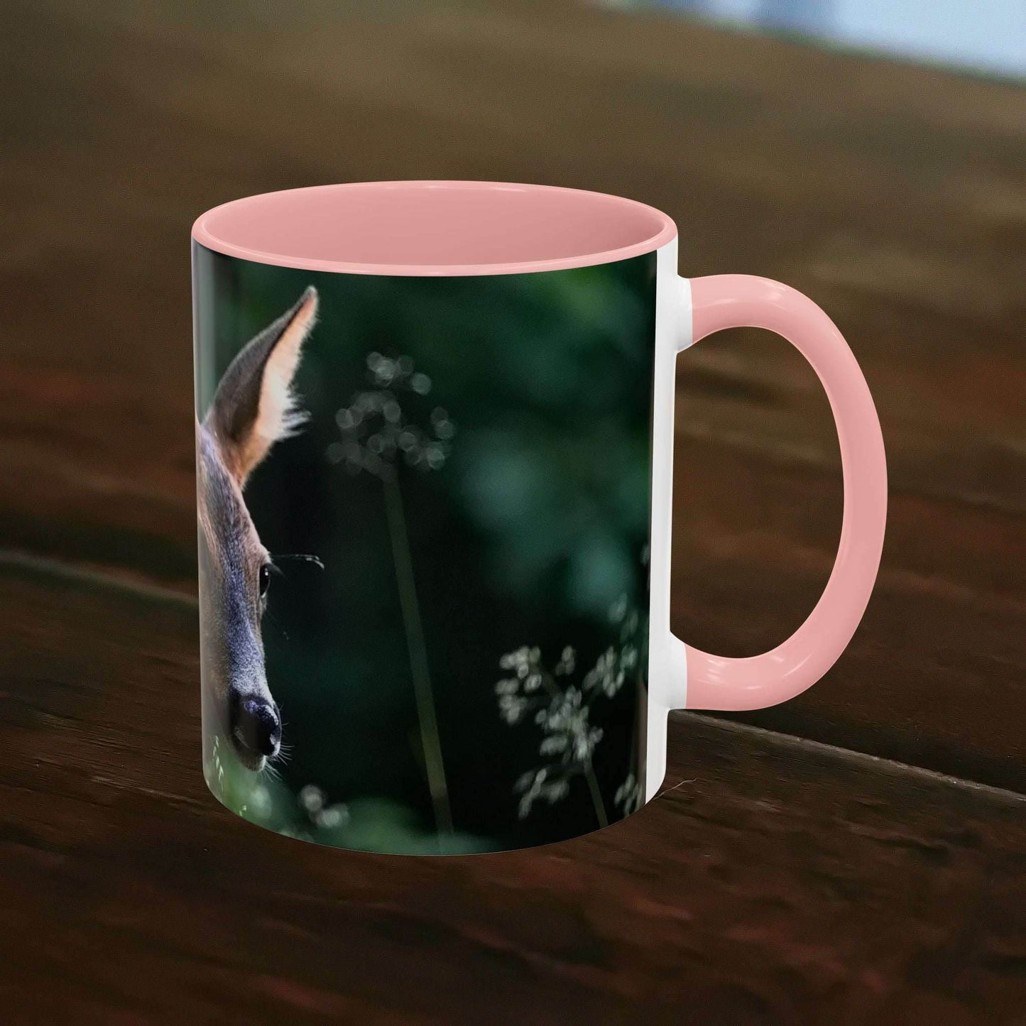 Nature-Inspired Deer Ceramic Mug - 11oz with elegant deer and floral design.