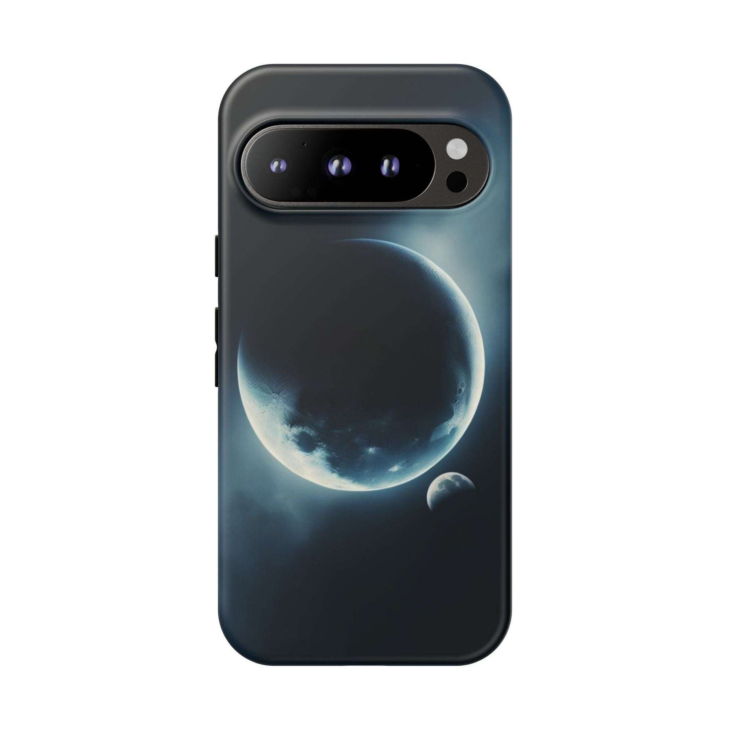 Space-themed phone case showcasing Earth and Moon design.
