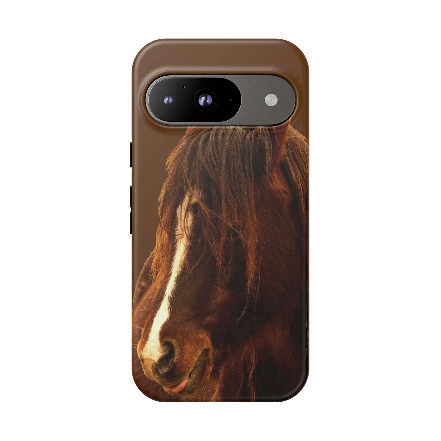 Phone case featuring a horse design, durable with shock absorption and UV protection, ideal for horse lovers.