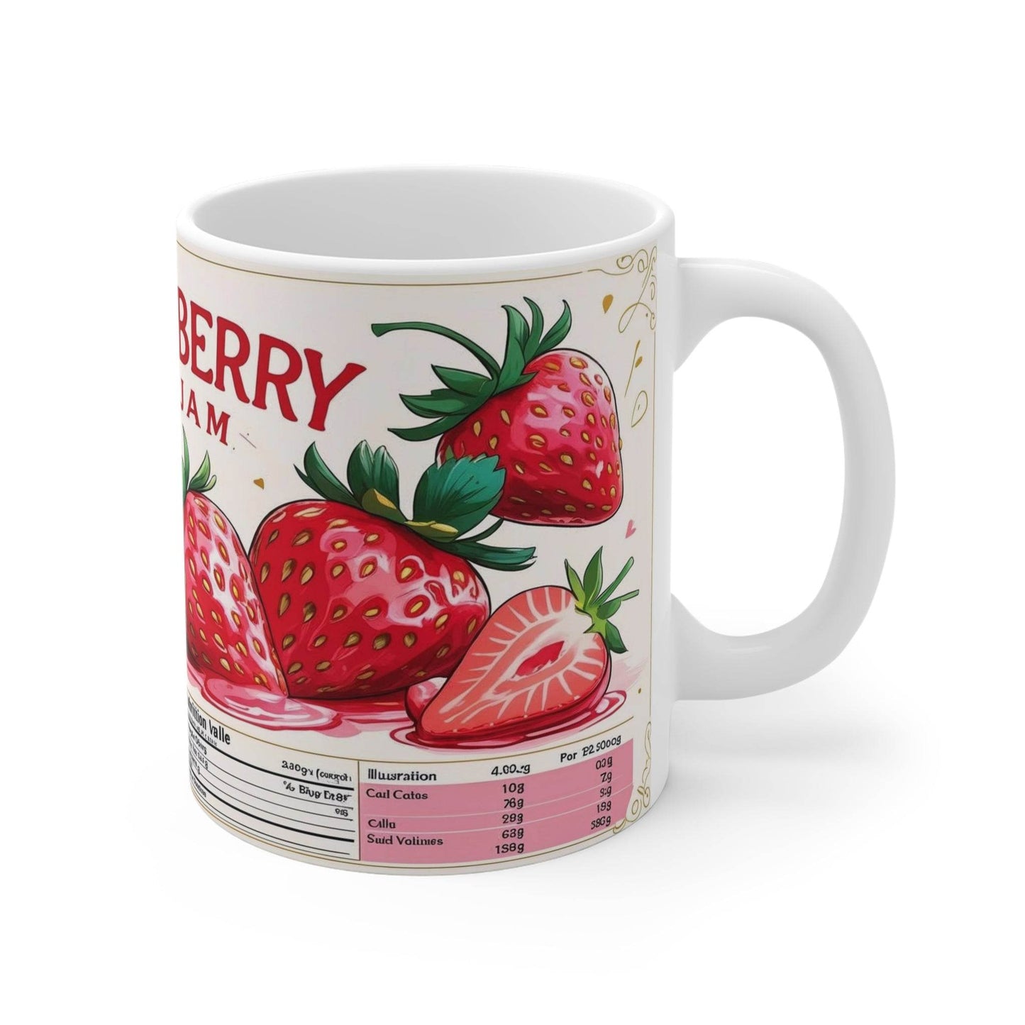 Mug - Sweet Strawberry Jam Design Coffee Cup - A Pretty Print
