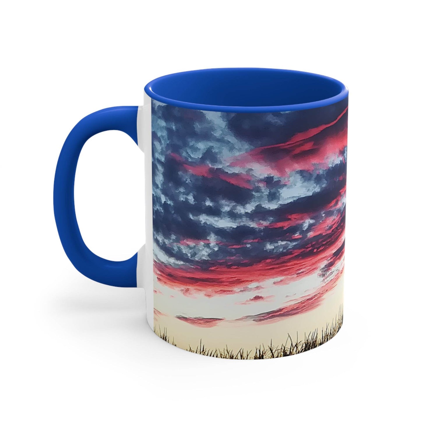 Sunset Accent Coffee Mug - Artistic Drinkware for Nature Lovers, Home Office Decor, Gifts for Coffee Lovers, Birthday, Relaxation - A Pretty Print