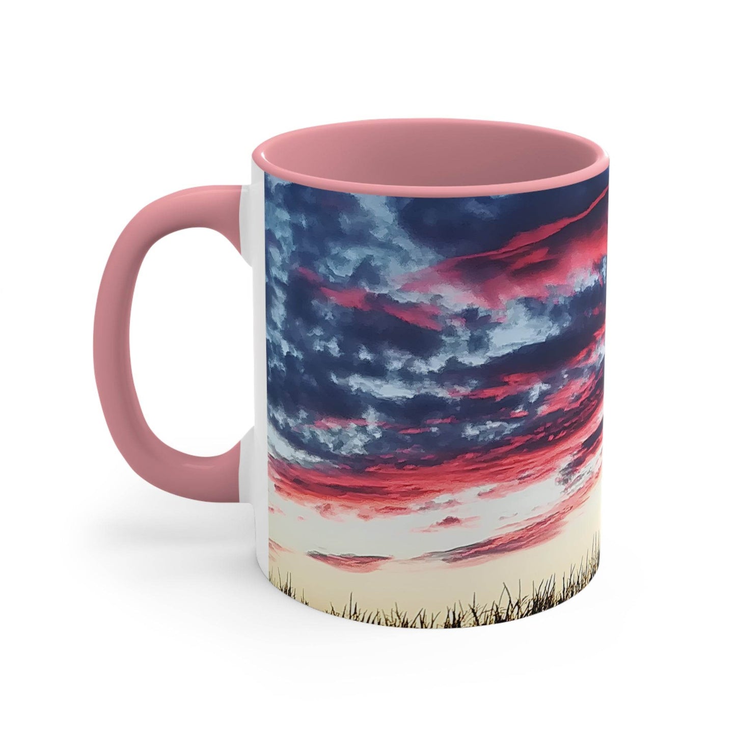 Sunset Accent Coffee Mug - Artistic Drinkware for Nature Lovers, Home Office Decor, Gifts for Coffee Lovers, Birthday, Relaxation - A Pretty Print