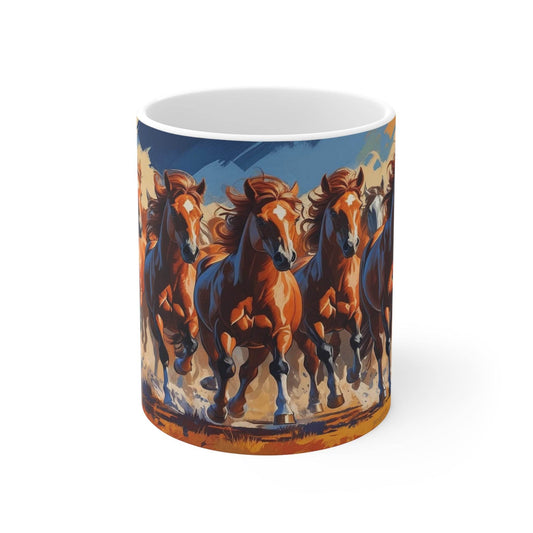 Mug - Beautiful Running Horses Ceramic Coffee Cup - A Pretty Print