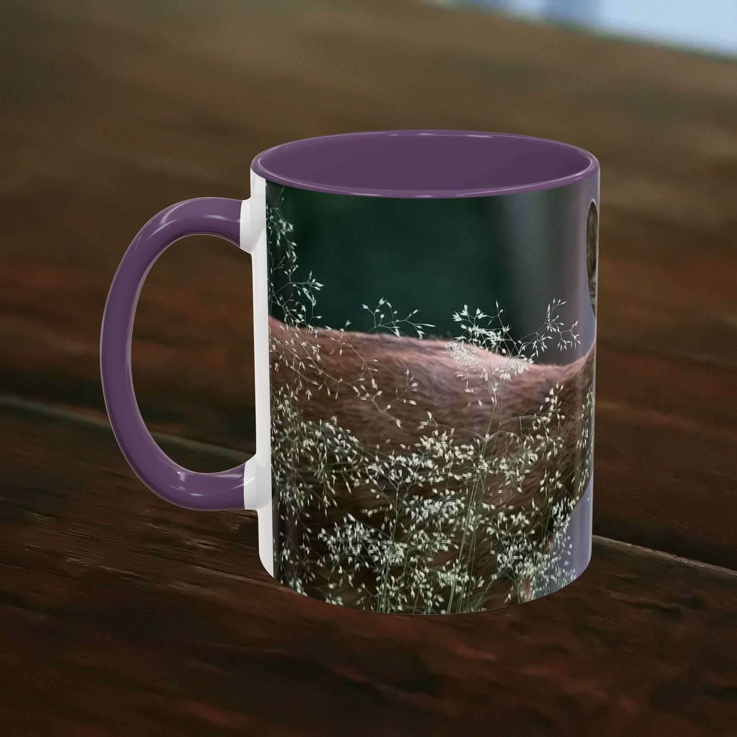 Nature-Inspired Deer Ceramic Mug with Floral Accents - 11oz