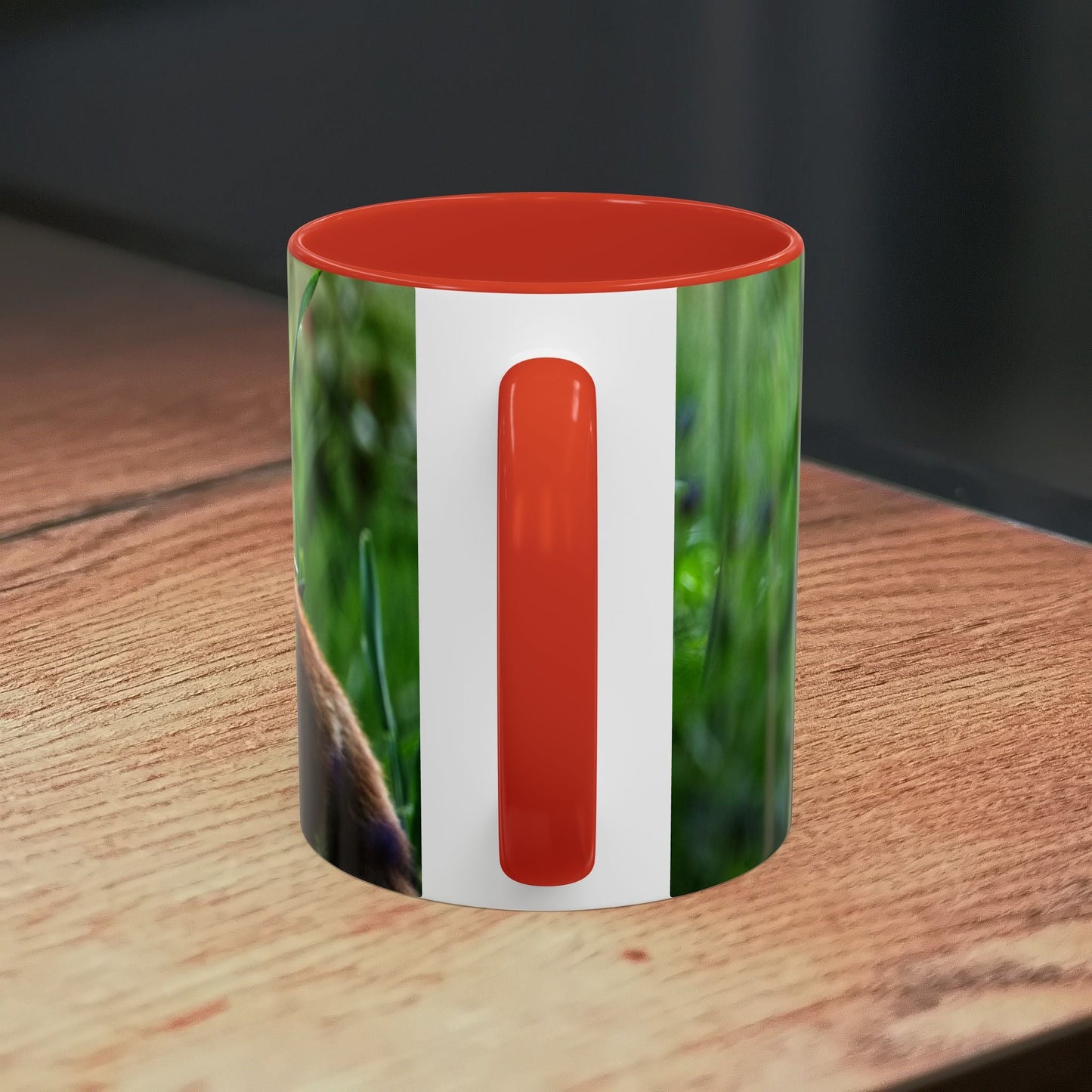 Fox-inspired accent coffee mug with bold design and vibrant colors.