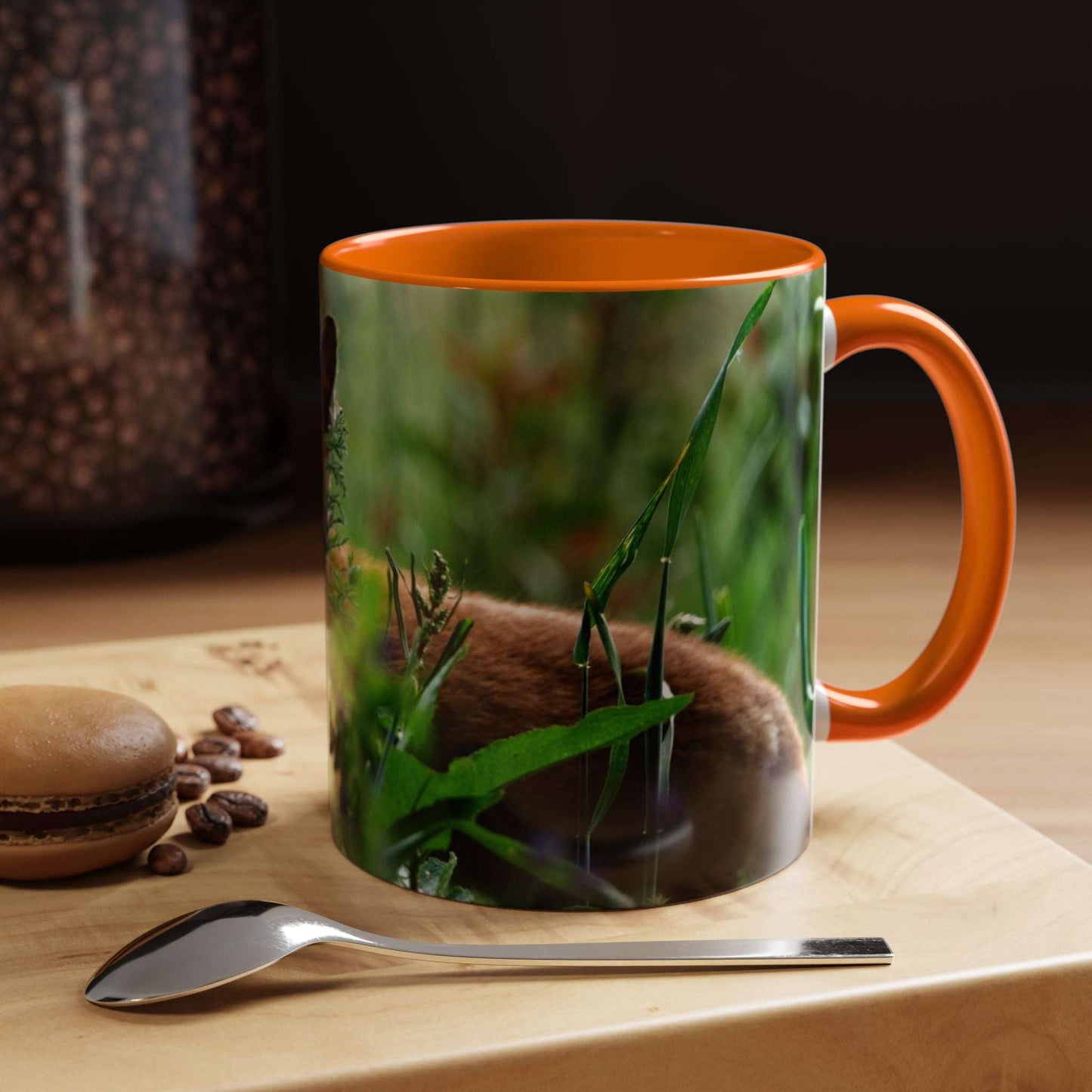 Fox-inspired accent coffee mug with vibrant wildlife design, perfect for nature lovers.