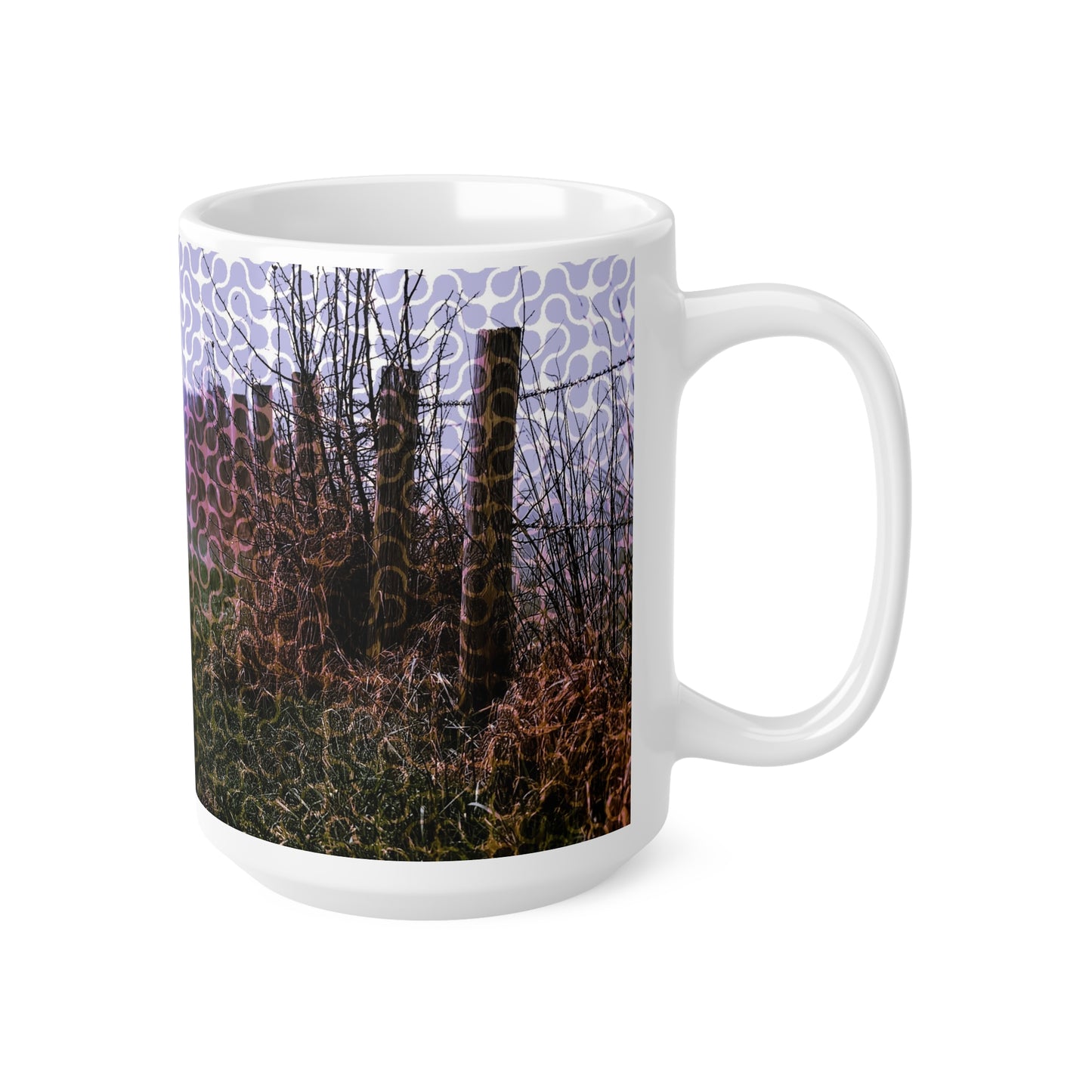 Ceramic Mug — Misty Forest Fence Landscape Coffee Mug