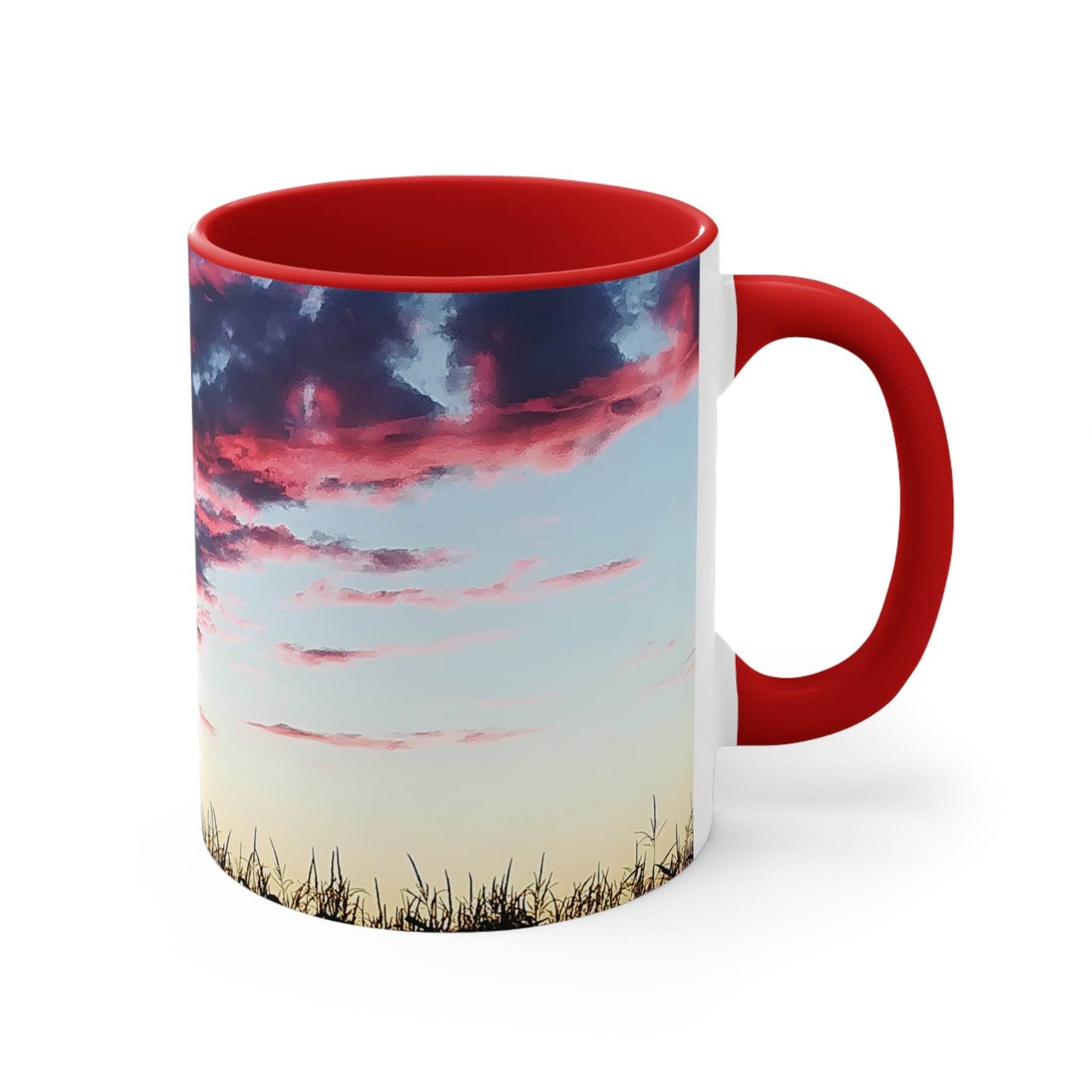 Sunset Accent Coffee Mug - Artistic Drinkware for Nature Lovers, Home Office Decor, Gifts for Coffee Lovers, Birthday, Relaxation - A Pretty Print