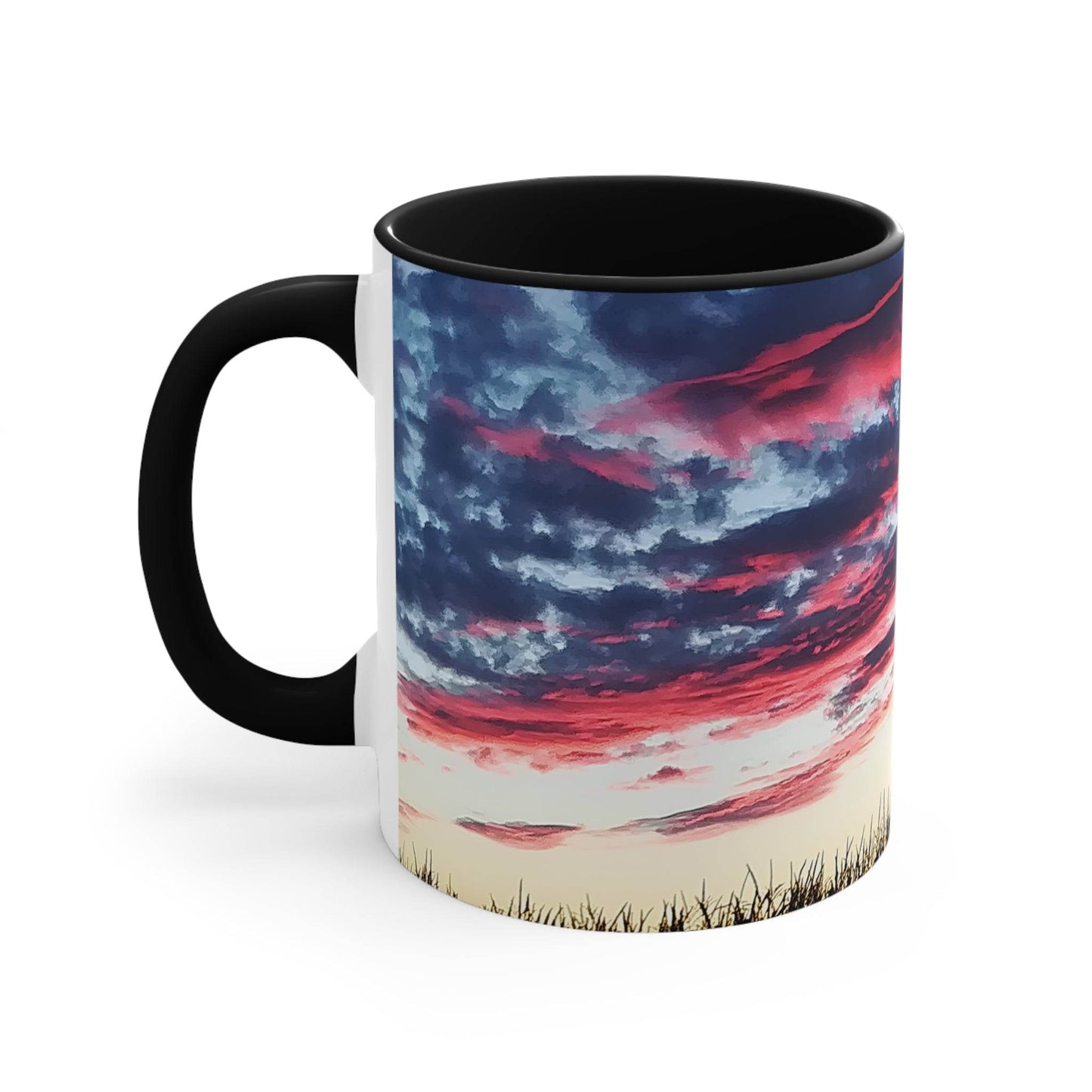 Sunset Accent Coffee Mug - Artistic Drinkware for Nature Lovers, Home Office Decor, Gifts for Coffee Lovers, Birthday, Relaxation - A Pretty Print
