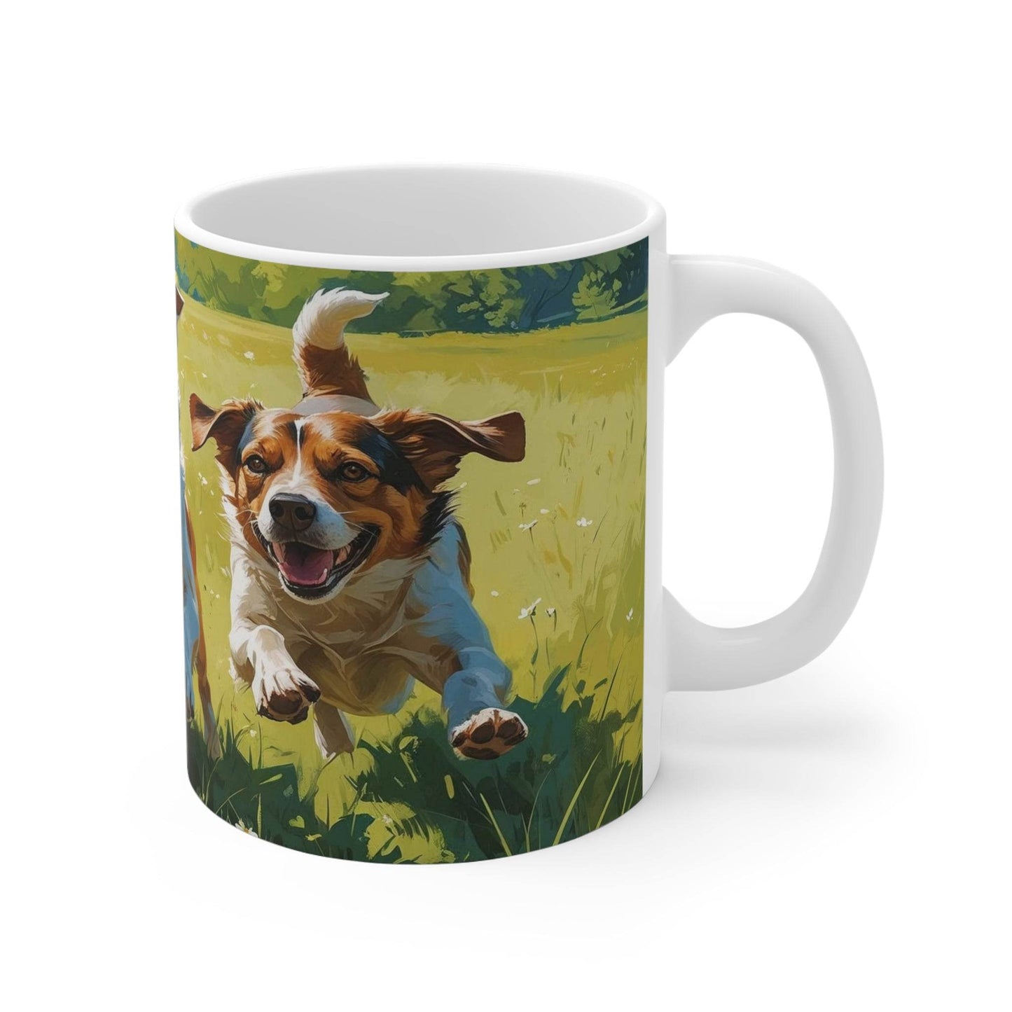 Mug - Running Dogs in a Meadow Coffee Cup - A Pretty Print