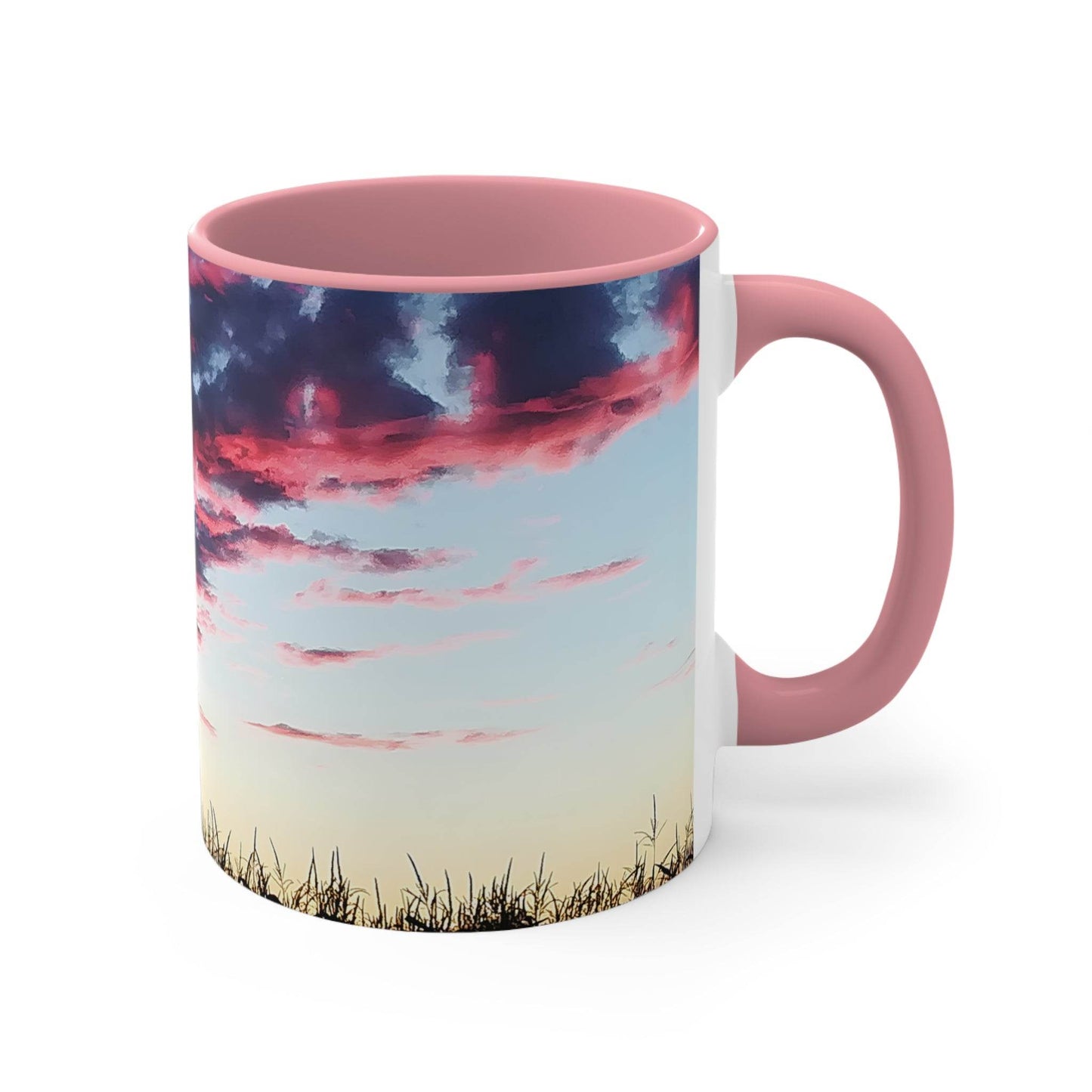 Sunset Accent Coffee Mug - Artistic Drinkware for Nature Lovers, Home Office Decor, Gifts for Coffee Lovers, Birthday, Relaxation - A Pretty Print
