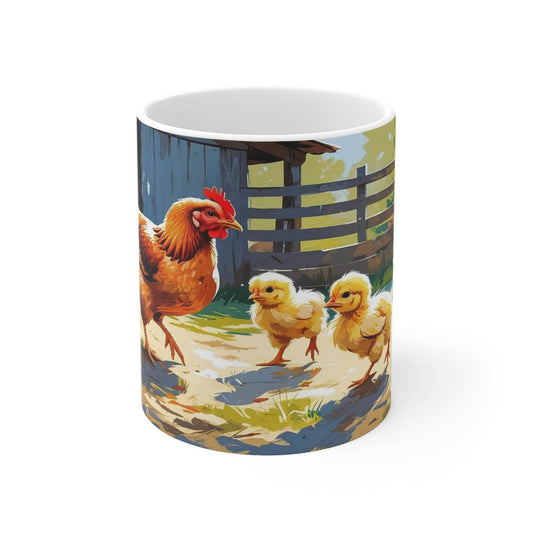 Mug - Chicken with Cute Little Chicks Coffee Cup - A Pretty Print