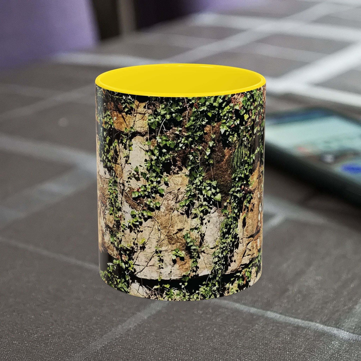 Overgrown Rocks Adventure Mug with nature-themed design, ideal for climbers and outdoor enthusiasts.