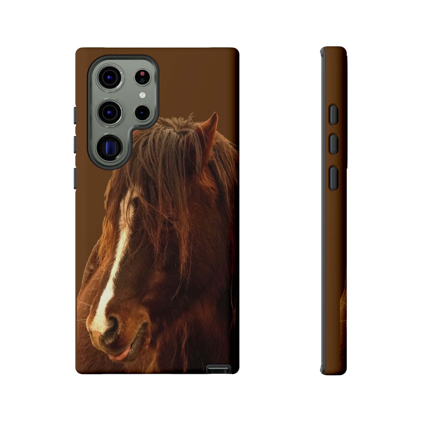 Phone case for horse lovers with a majestic horse design, showcasing durable and weather-resistant materials.
