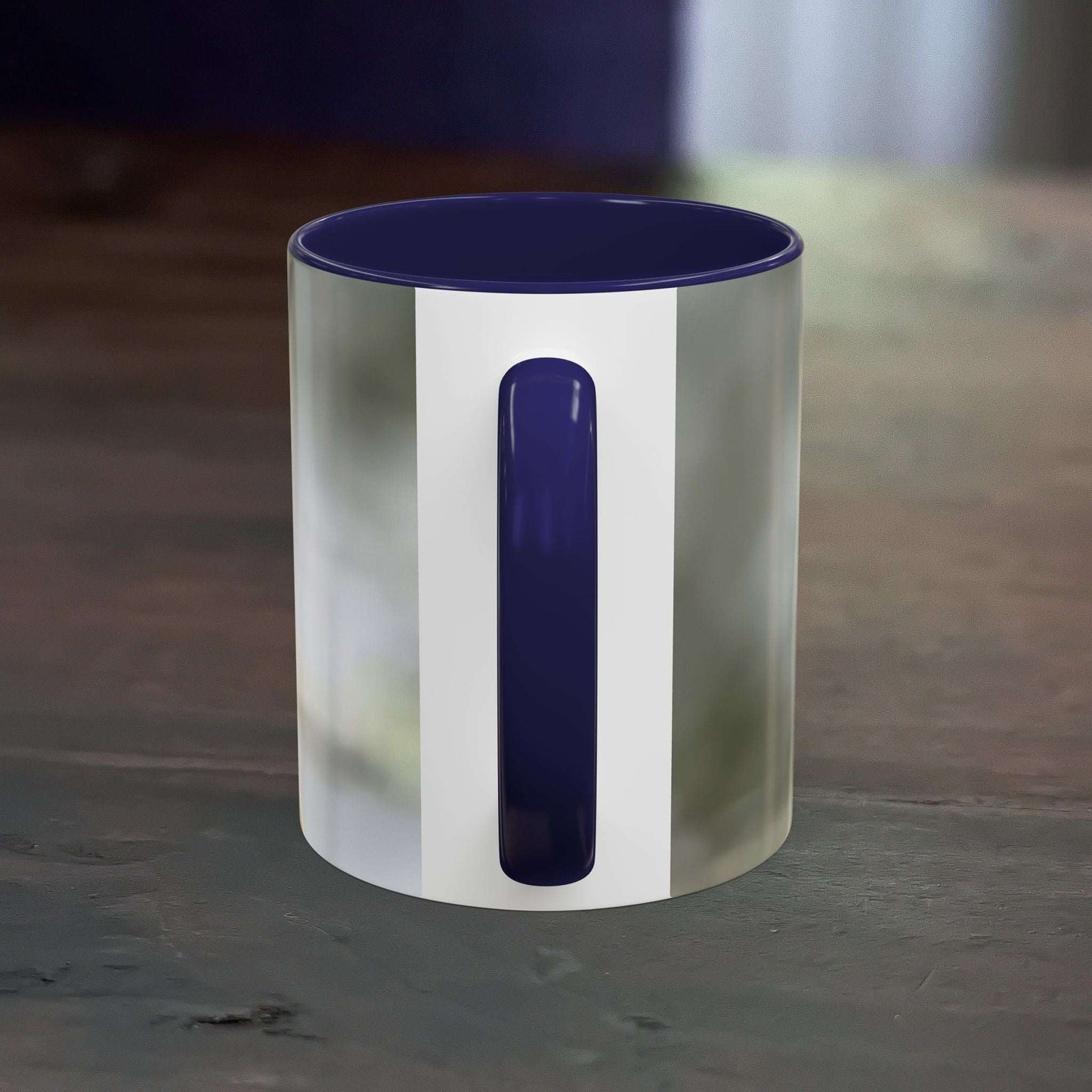 Accent Coffee Mug with Dragonfly Design, Durable Ceramic, 11 oz, Colorful Contrast Handle and Interior.