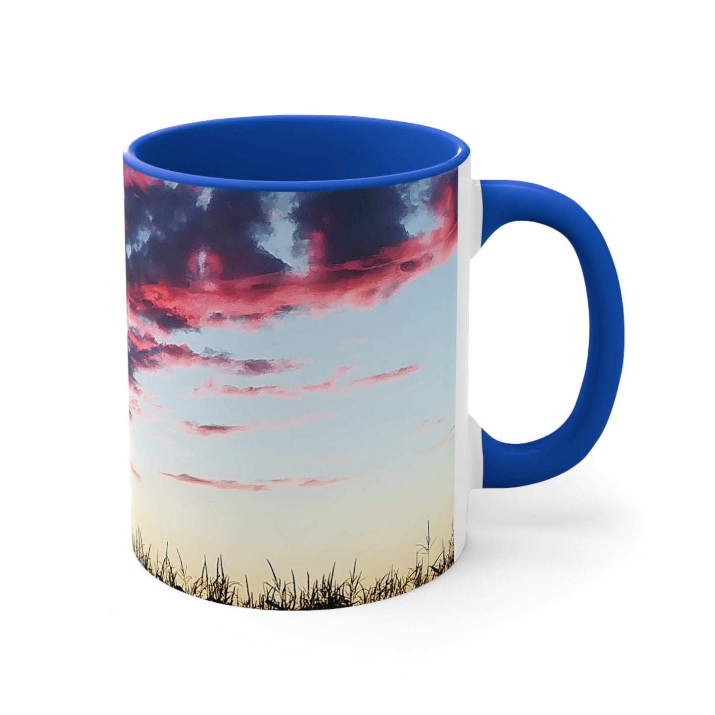 Sunset Accent Coffee Mug - Artistic Drinkware for Nature Lovers, Home Office Decor, Gifts for Coffee Lovers, Birthday, Relaxation - A Pretty Print