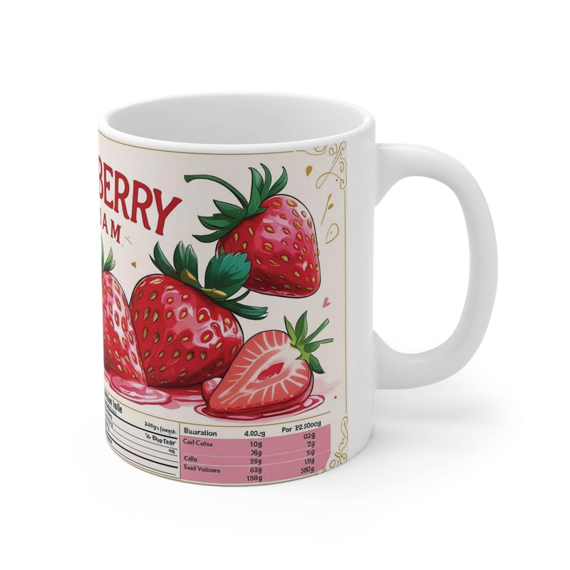 Schöner 325ml Keramik-Becher mit Erdbeermarmelade-Motiv, ein charmantes Küchenaccessoire und Geschenk für Erwachsene.