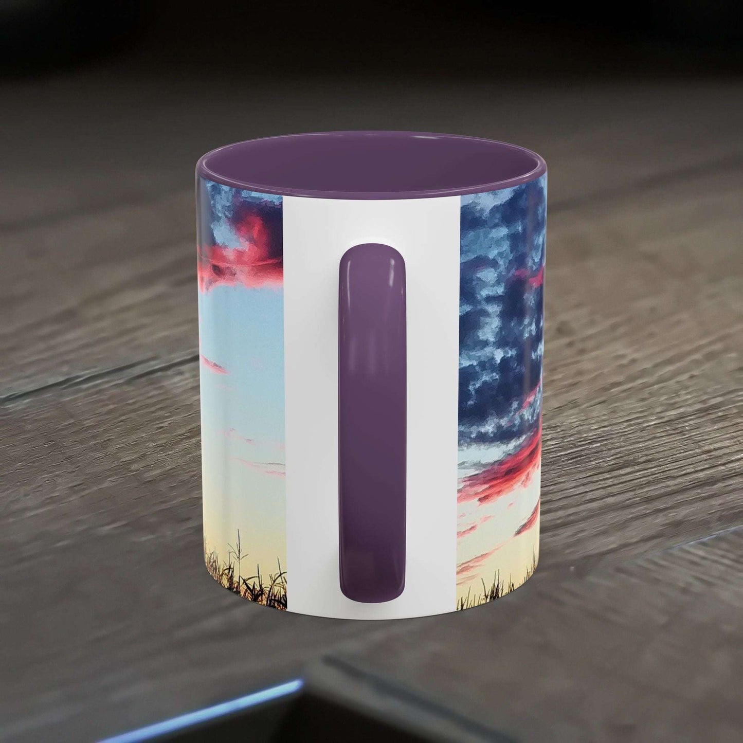 Vibrant Sunset Accent Coffee Mug with Artistic Design.