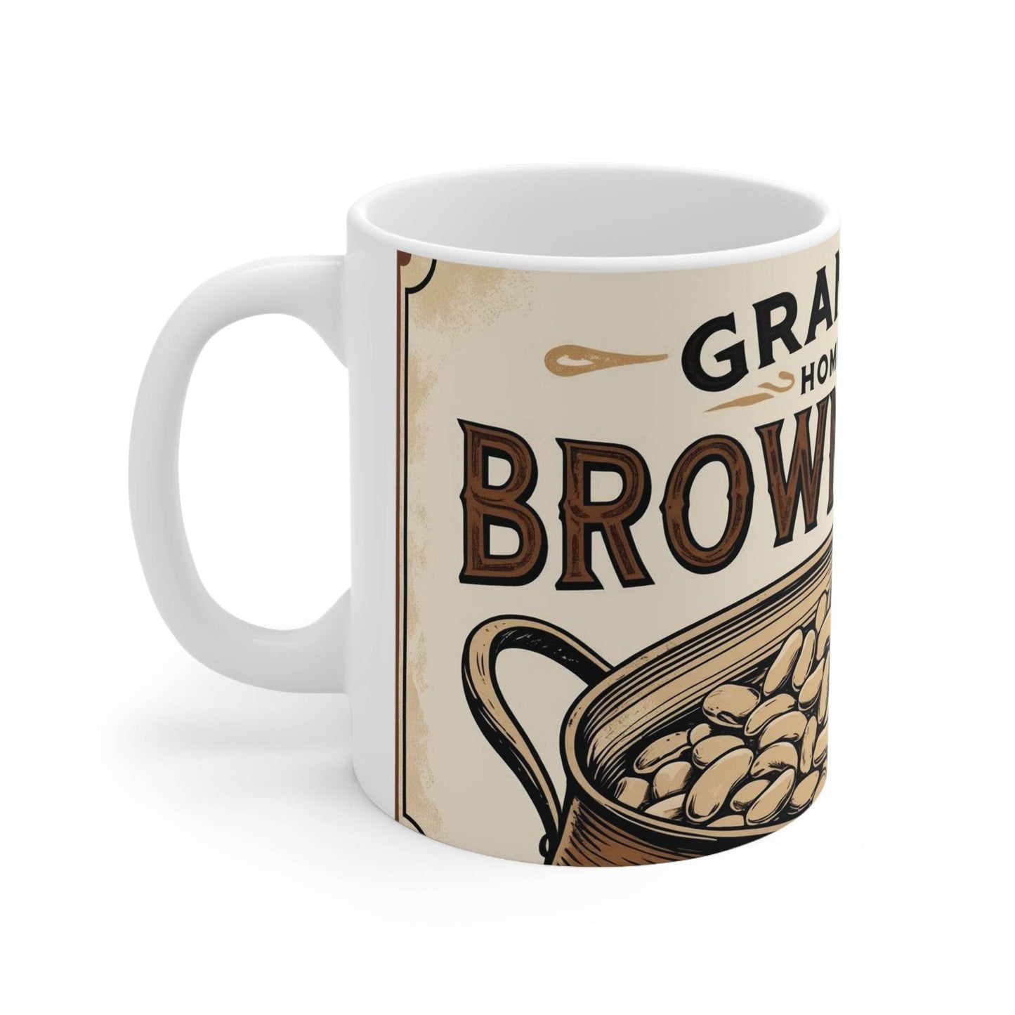 Mug - Can of Brown Beans Design, Ceramic Coffee Cups - A Pretty Print