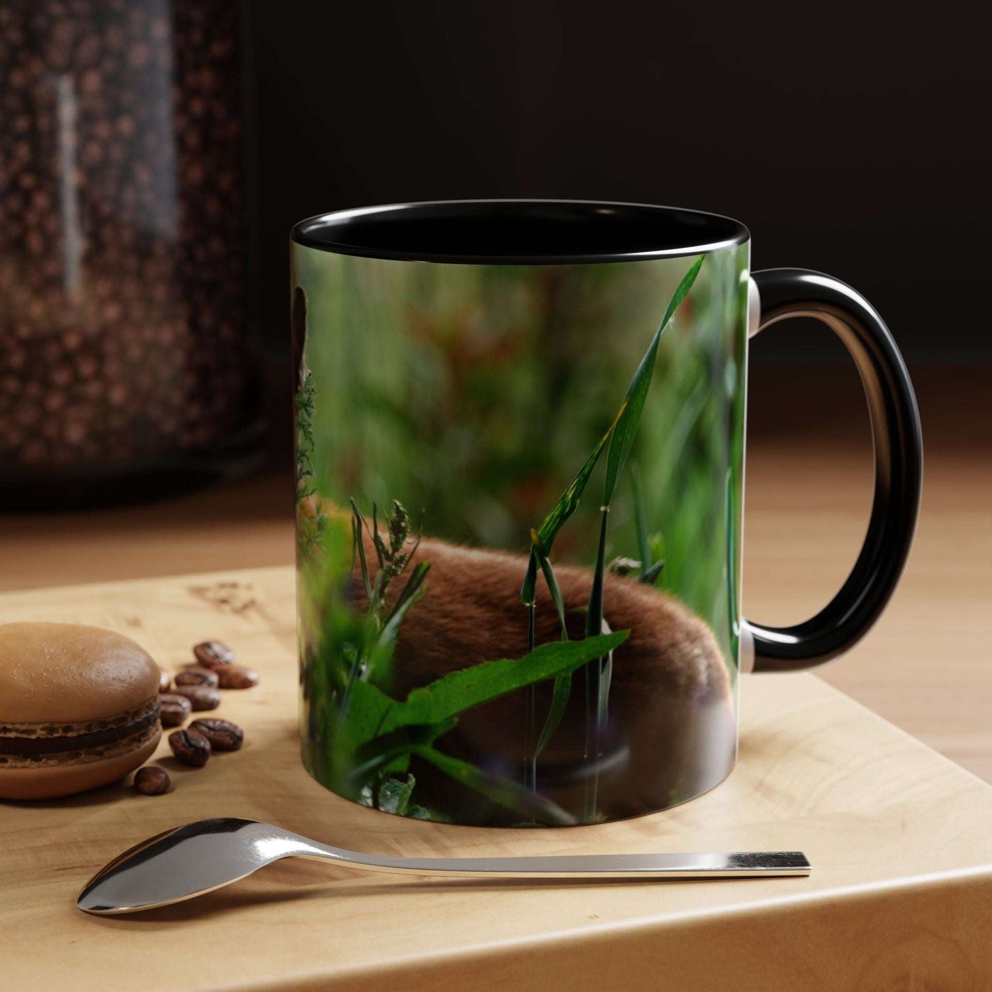 Fox-inspired accent coffee mug with nature design, perfect for wildlife decor and gifts.