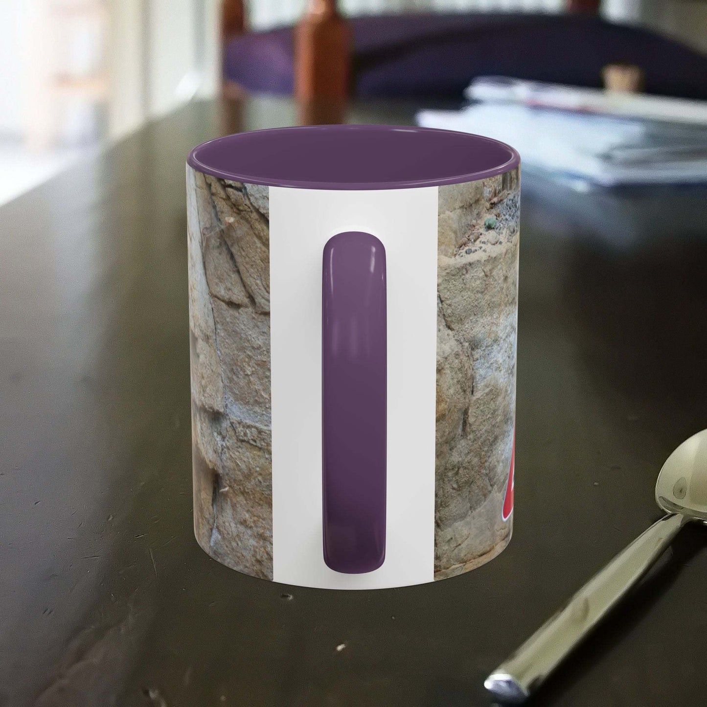 Rocky Mug with mountain lovers design and falling rocks theme, perfect for outdoor enthusiasts.