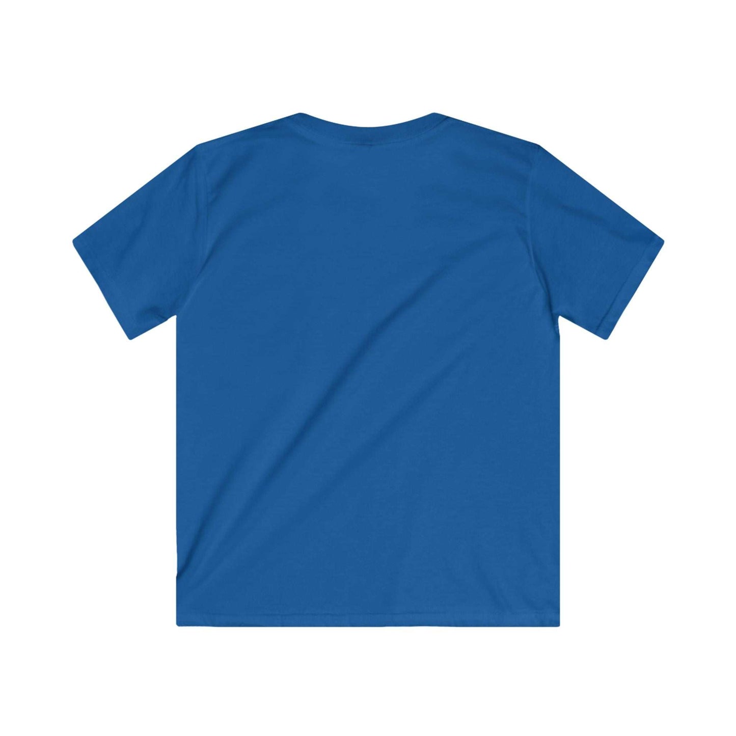Blue kids graphic tee with bold tiger design and "Dangerous: No Feeding" warning.