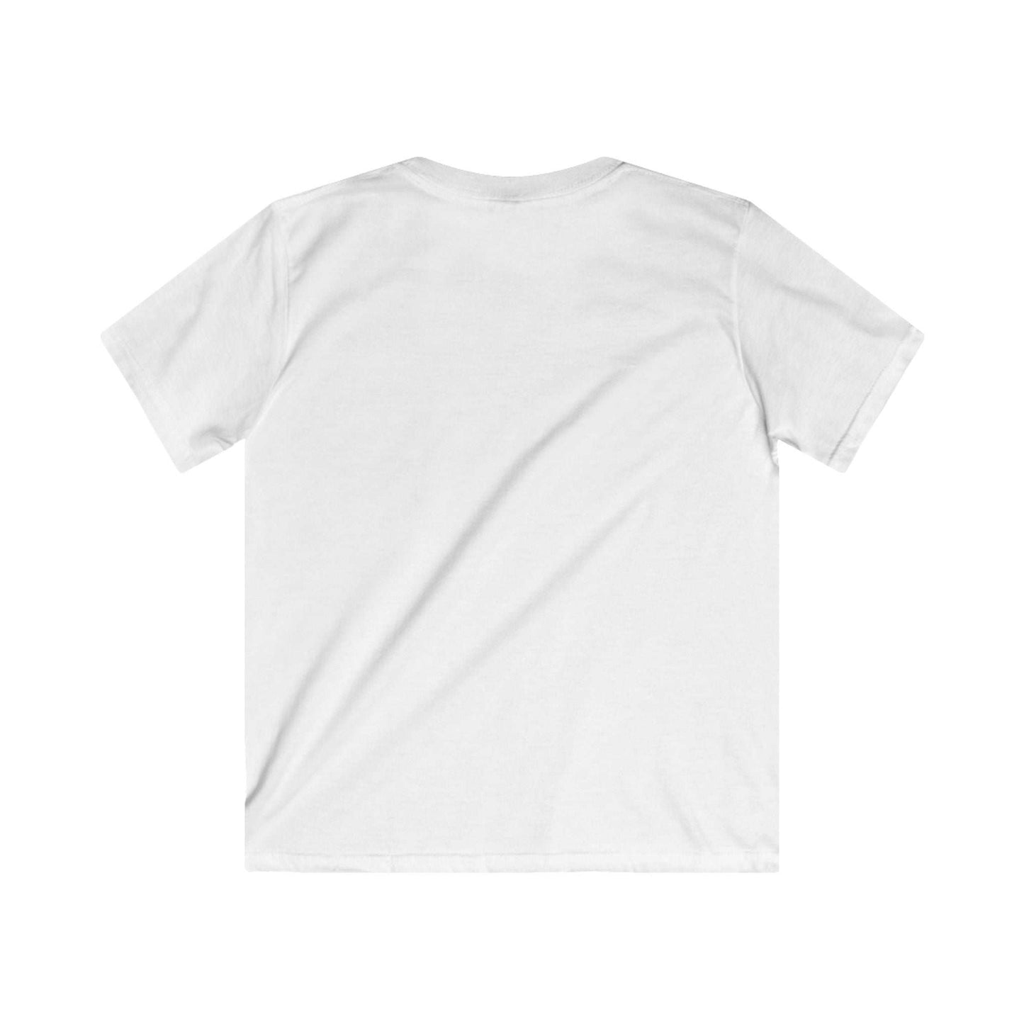 Kids graphic tee with plain white back view.