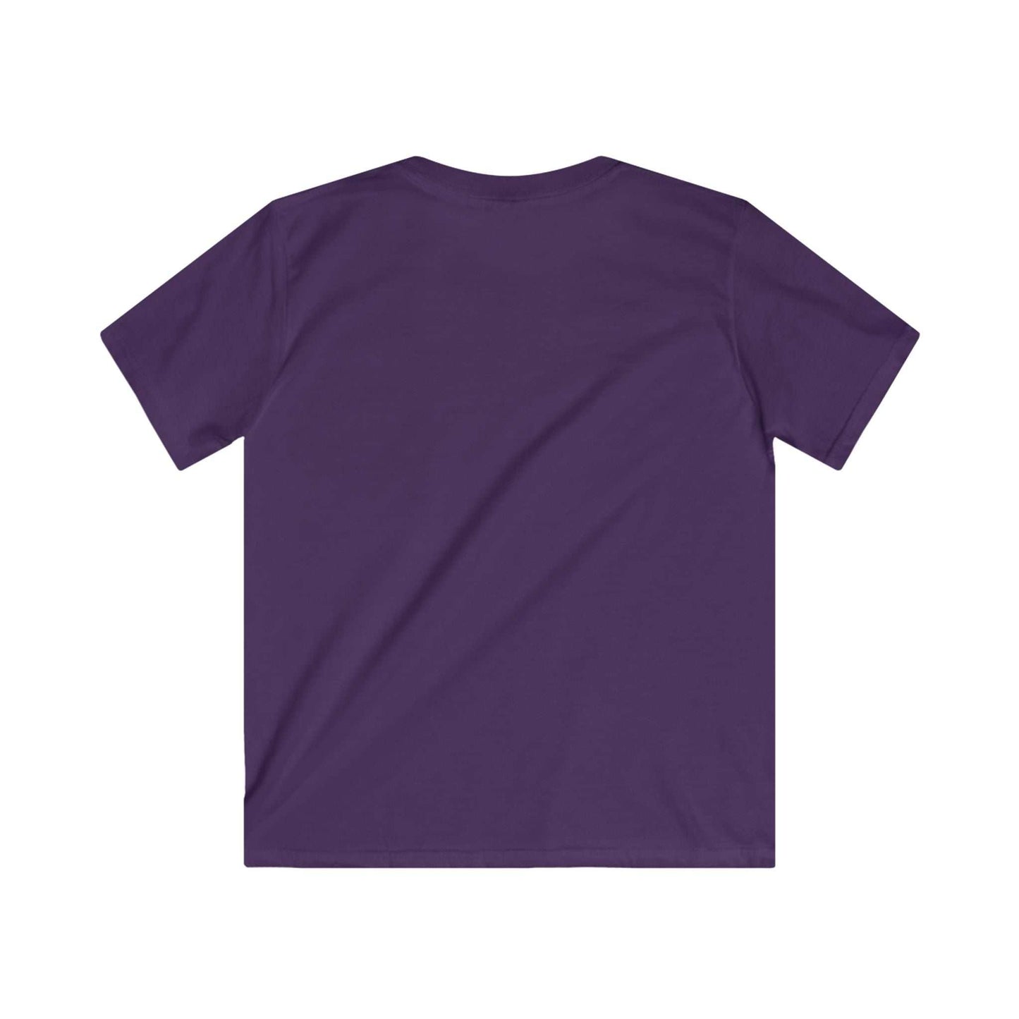 Rear view of purple kids graphic tee.
