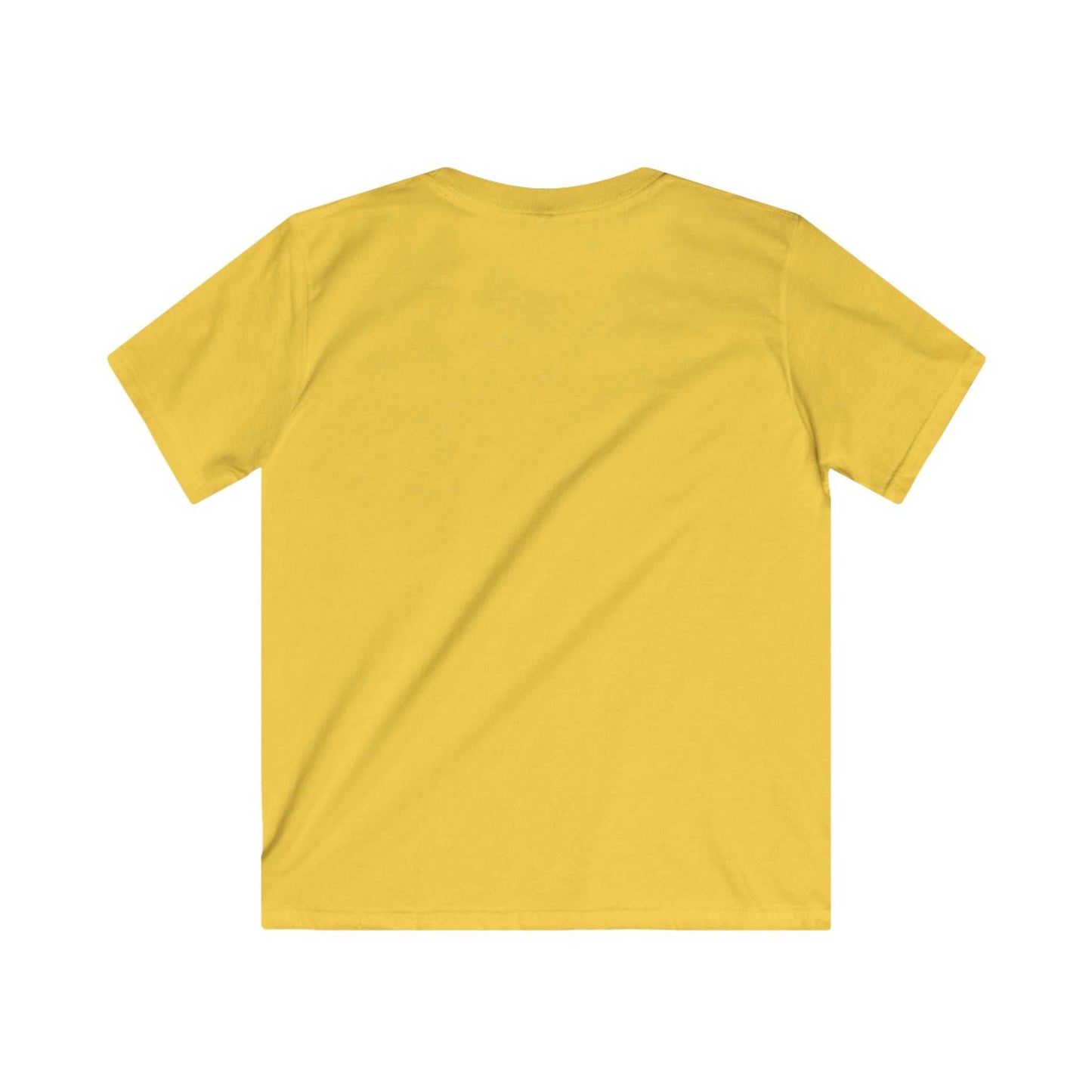 Yellow kids graphic tee back view with a classic fit, made of 100% ring-spun cotton.