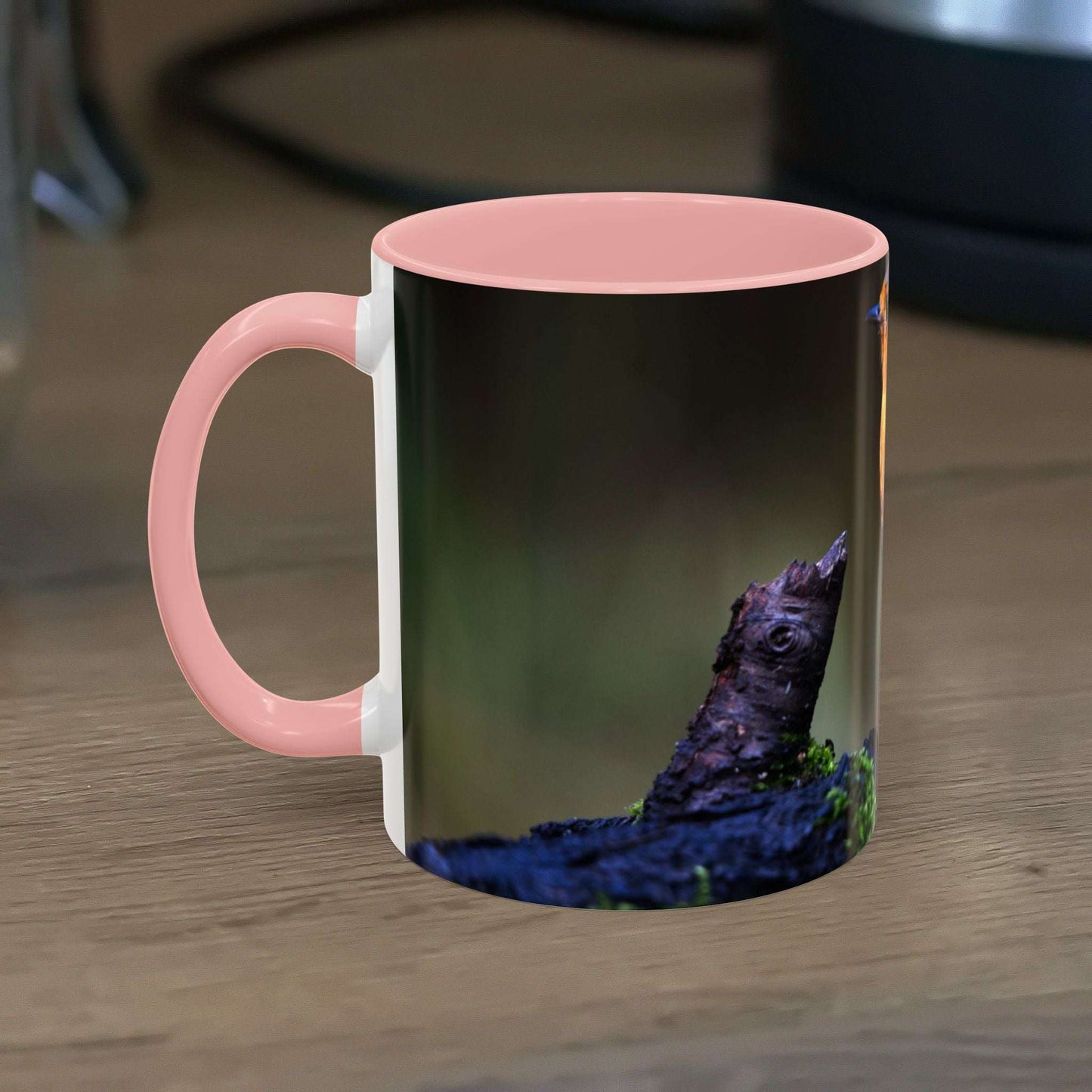 White ceramic 11oz Robin Mug featuring vibrant robin illustration, perfect for nature lovers and birdwatchers.