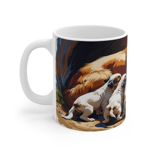 Mug - Dog with Puppies Ceramic Coffee Cup - A Pretty Print