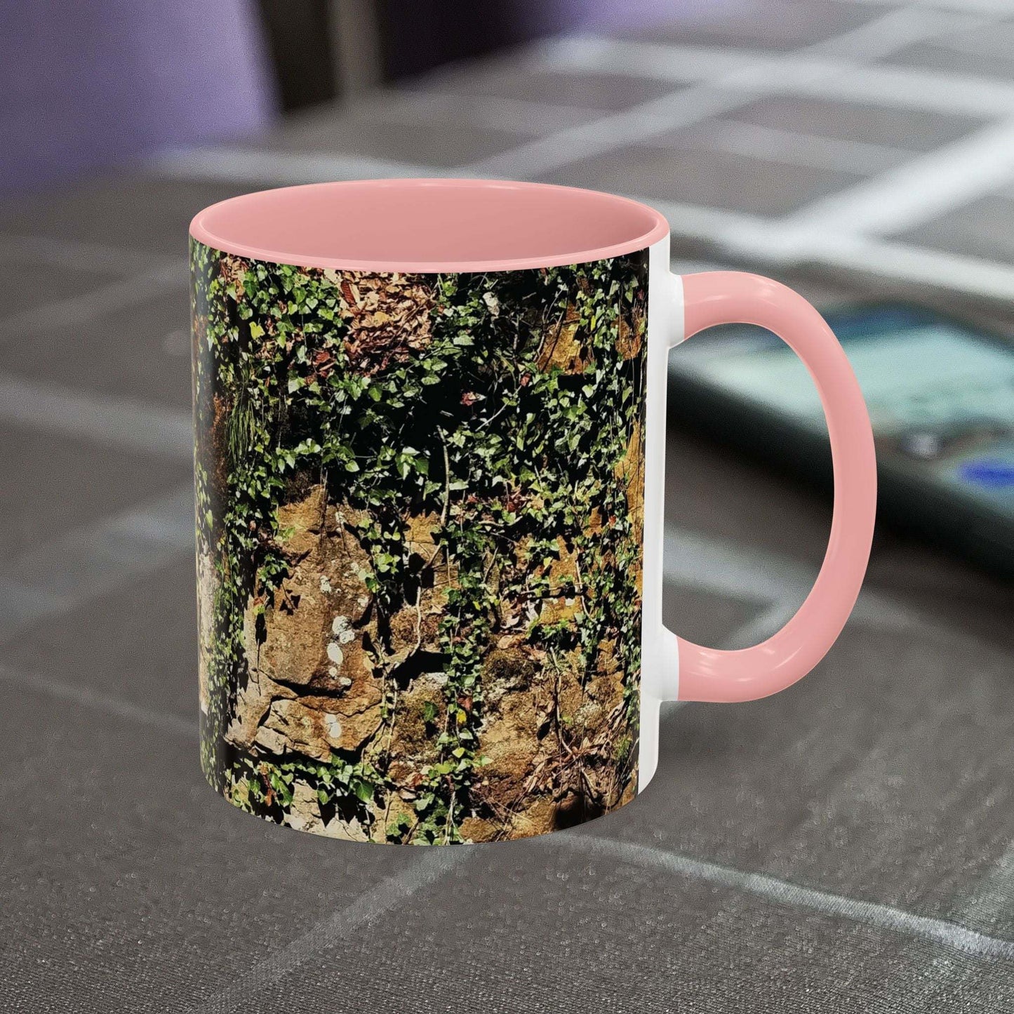 Overgrown Rocks Adventure Mug with outdoorsy design, perfect for nature enthusiasts.
