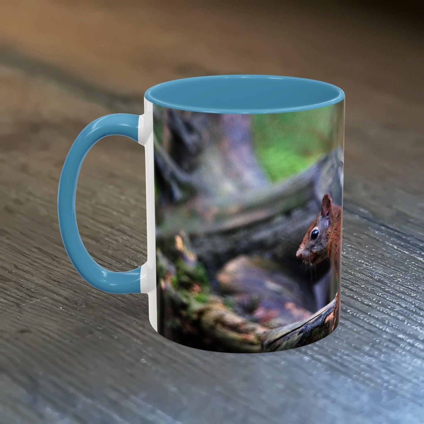 Adorable Squirrel Ceramic Mug with nature illustration, 11oz size, perfect for nature lovers and cozy drinks.