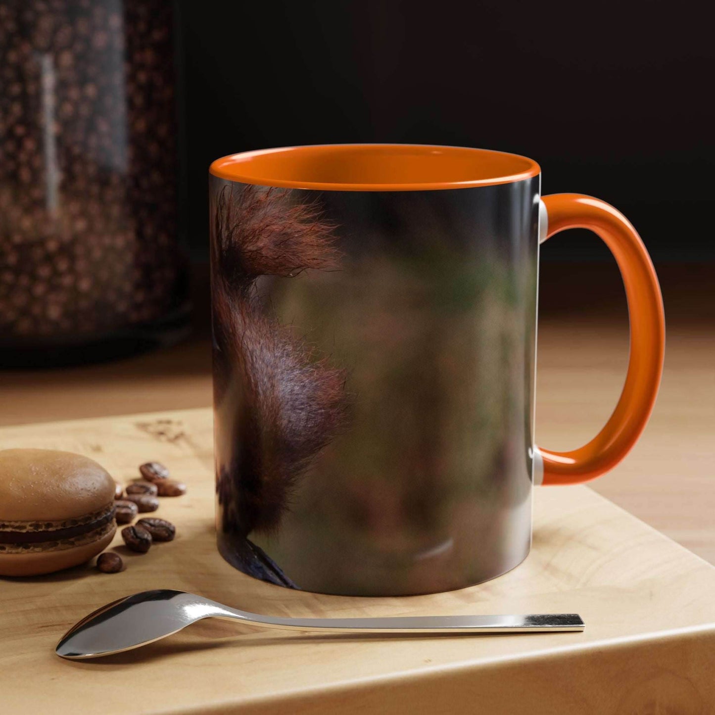 Squirrel Coffee Mug with cute animal design, perfect gift for nature lovers, rustic charm.