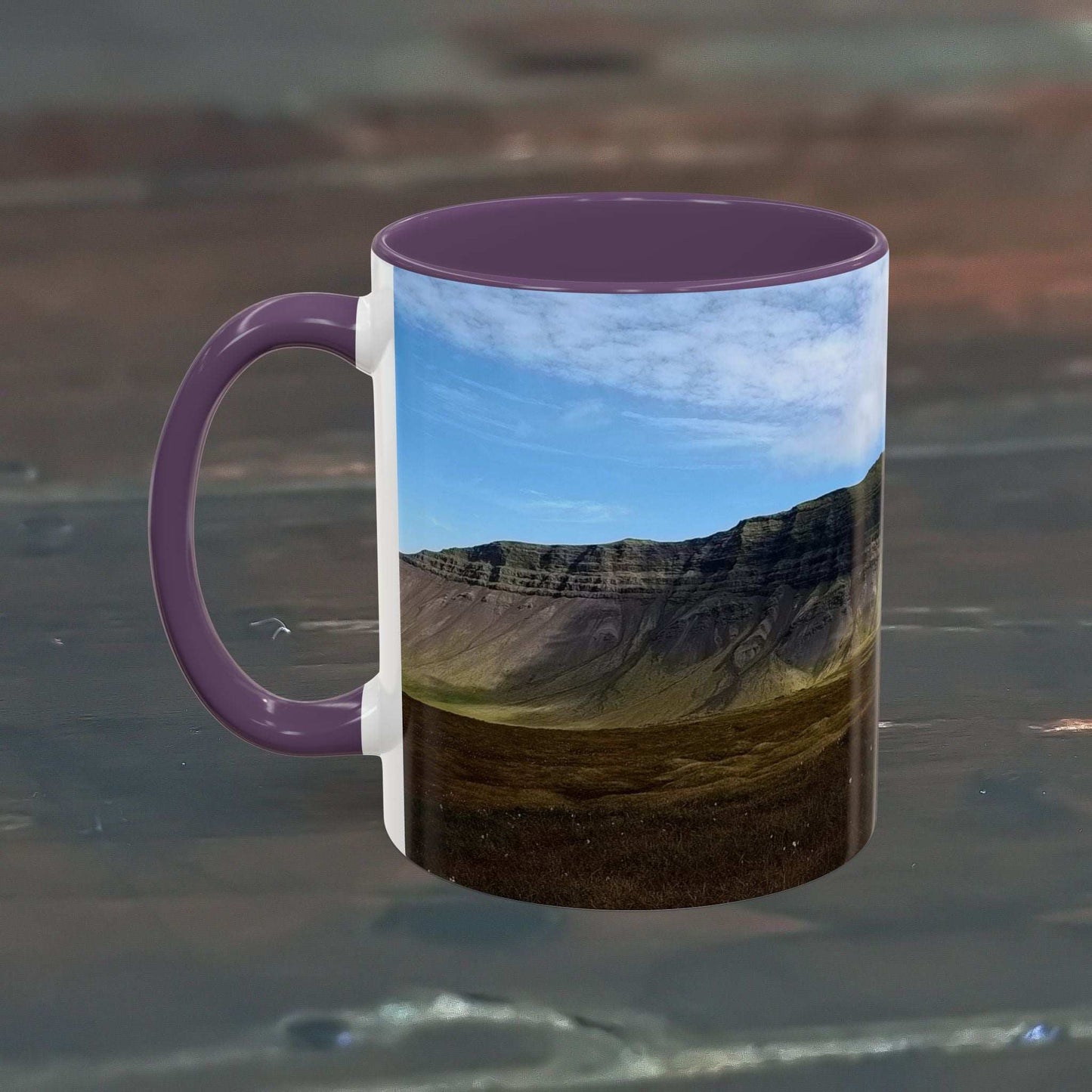 11oz coffee mug featuring Iceland scenery, perfect for morning brew, high-quality ceramic, dishwasher safe.