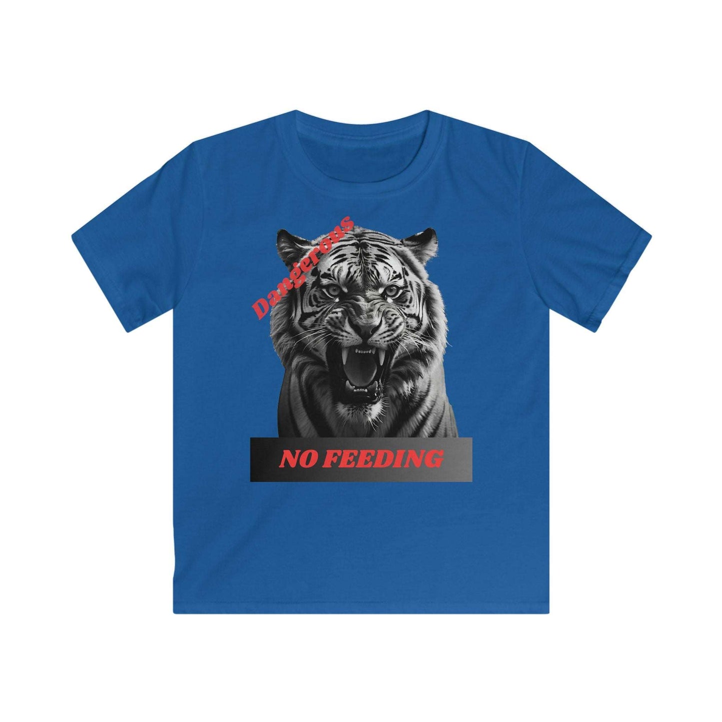 Kids Graphic Tee with Angry Tiger Design and Warning Message