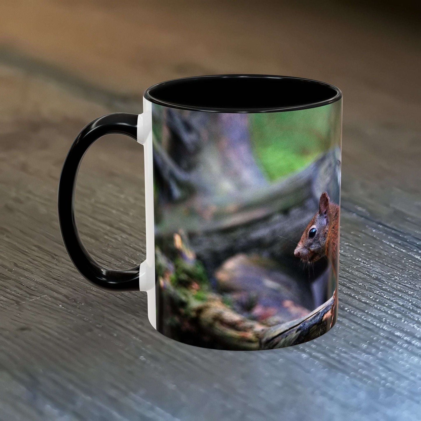 Adorable squirrel ceramic mug with nature-inspired design, 11oz, perfect gift for nature lovers.