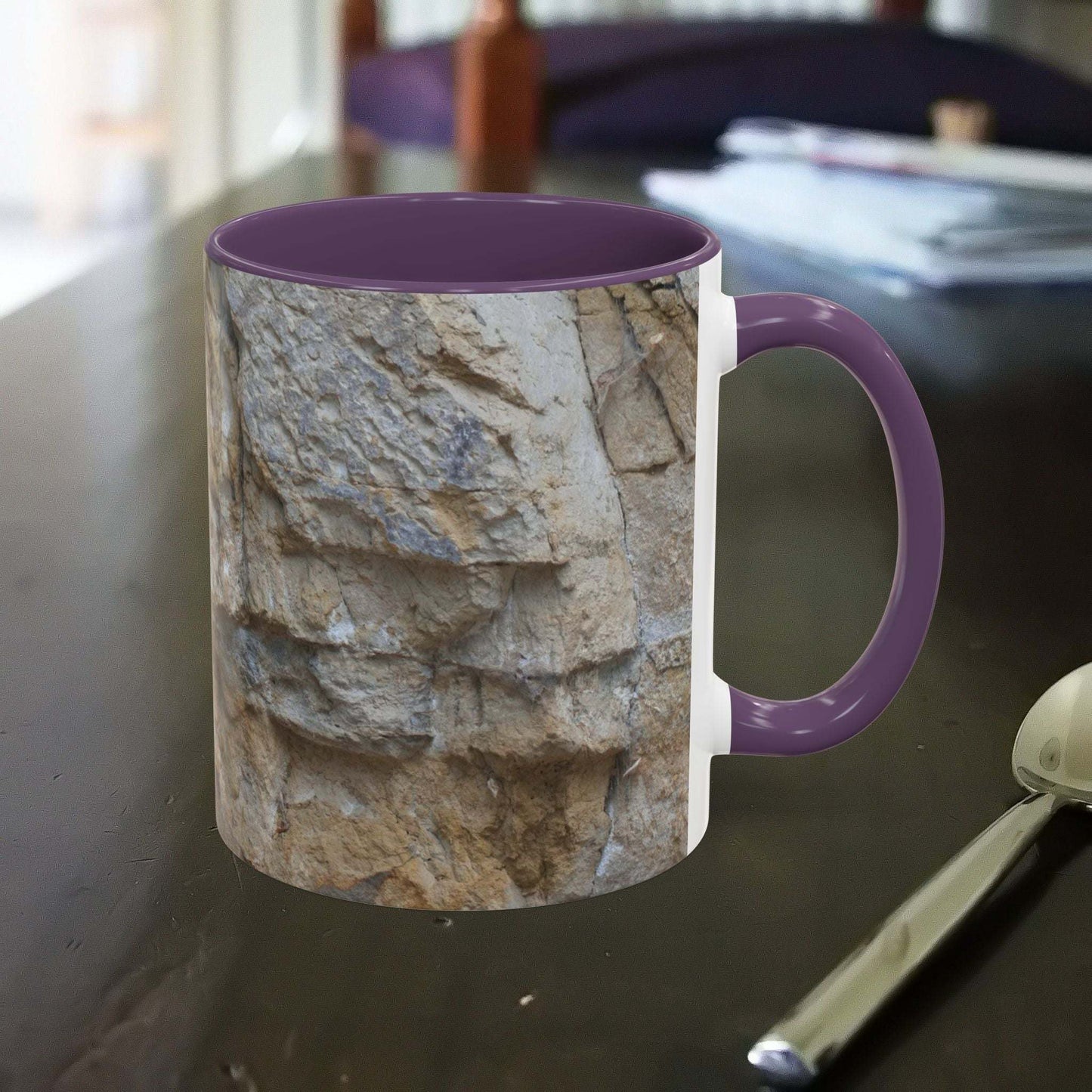 Rocky Mug featuring a rugged mountain rock design for nature lovers and hikers.