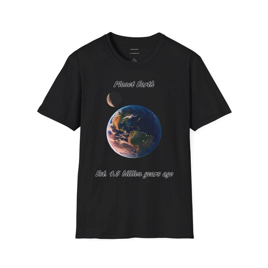 Eco-friendly Planet Earth Graphic T-Shirt for Nature Lovers, Black