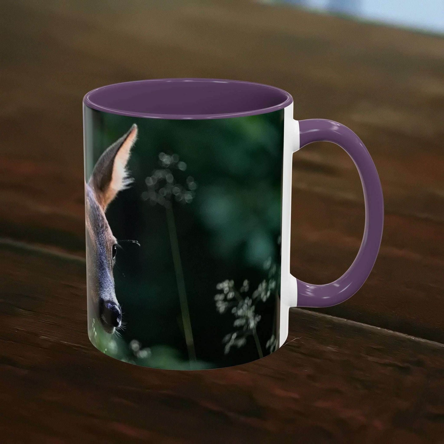 Nature-Inspired Deer Ceramic Mug - 11oz with elegant deer and floral design.