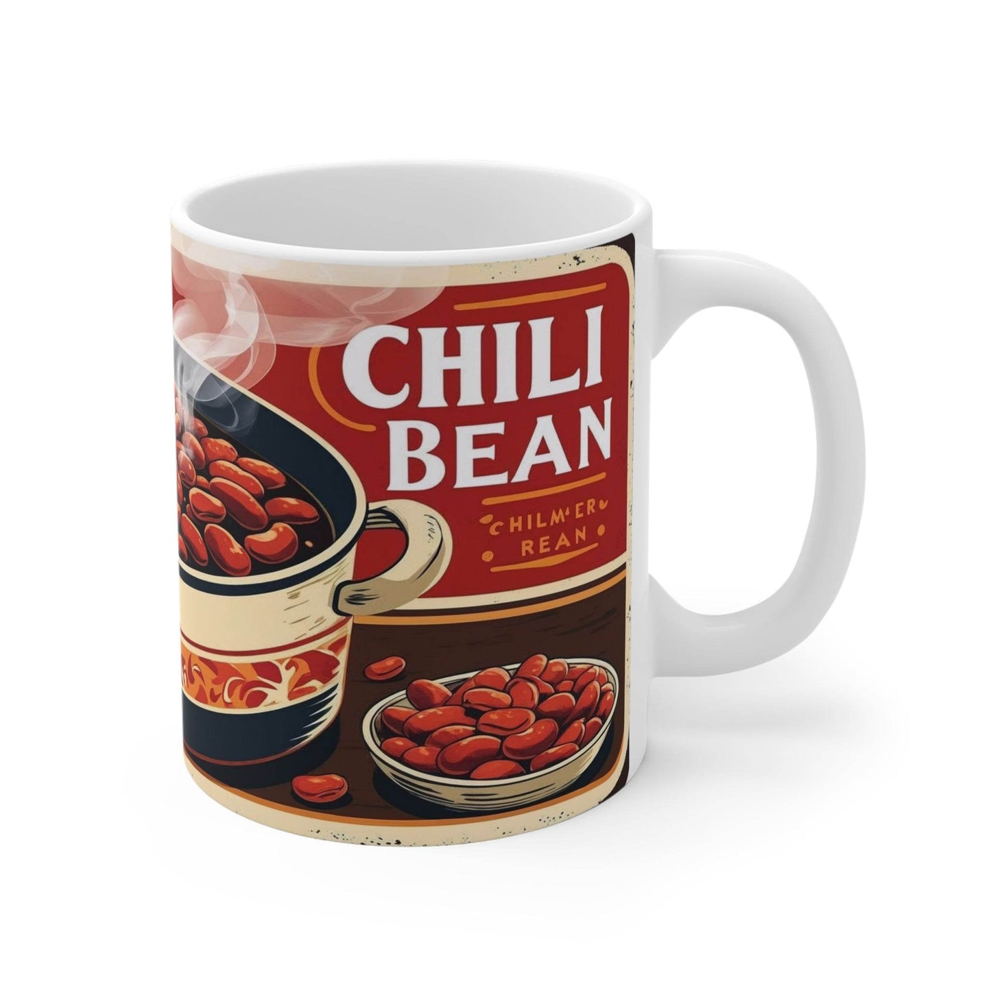 Mug - Steamy Can of Chili Beans Ceramic Coffee Cups - A Pretty Print