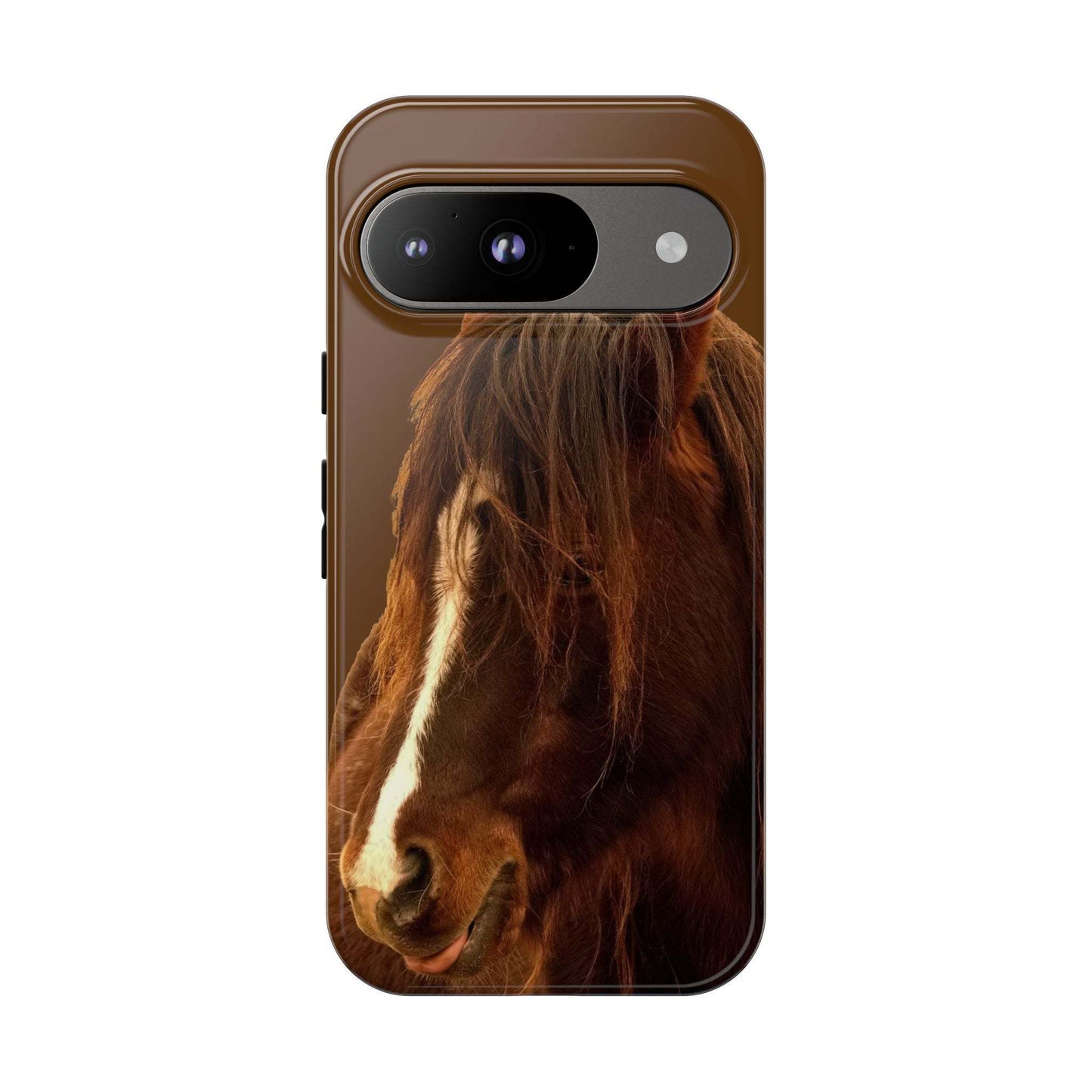 Phone case for horse lovers with horse design, durable and shock-absorbent.