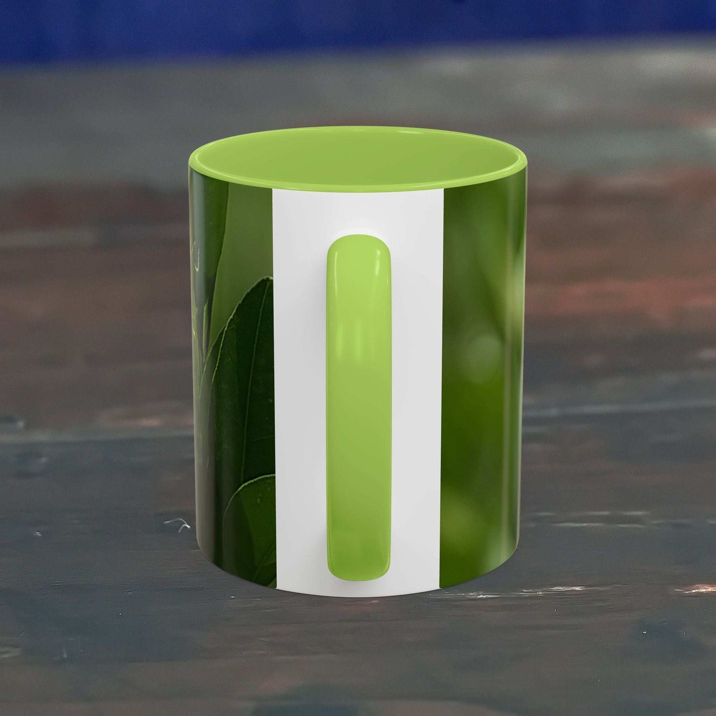 Vibrant green Fruit Coffee Mug with glossy finish and C-shaped handle.