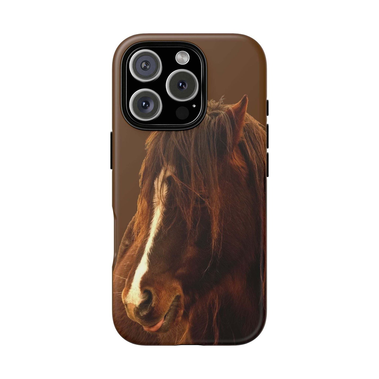 Phone case with horse design, durable and weather-resistant, ideal for horse lovers.